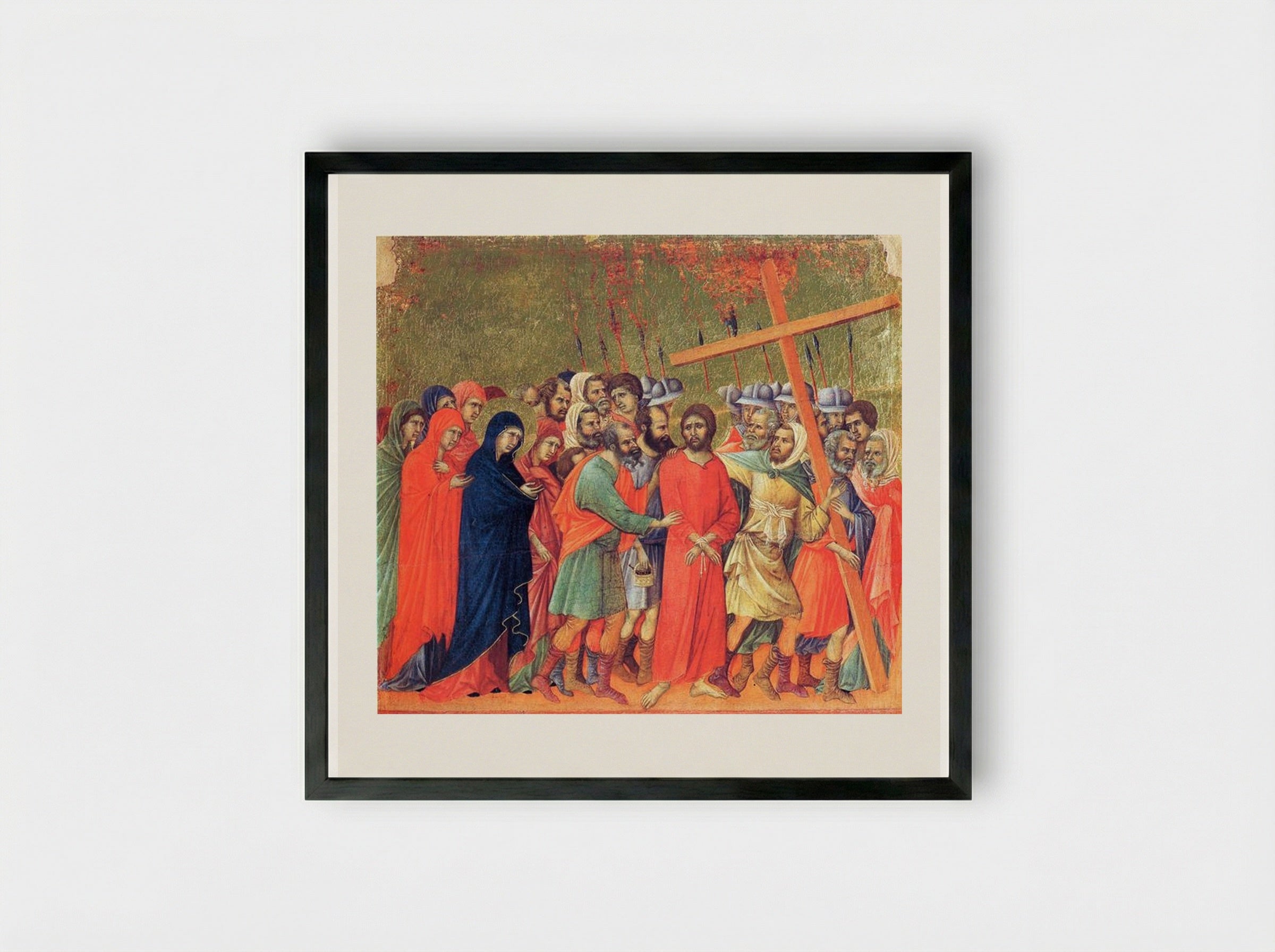 Carrying of the Cross - Duccio di Buoninsegna - Framed Print Black