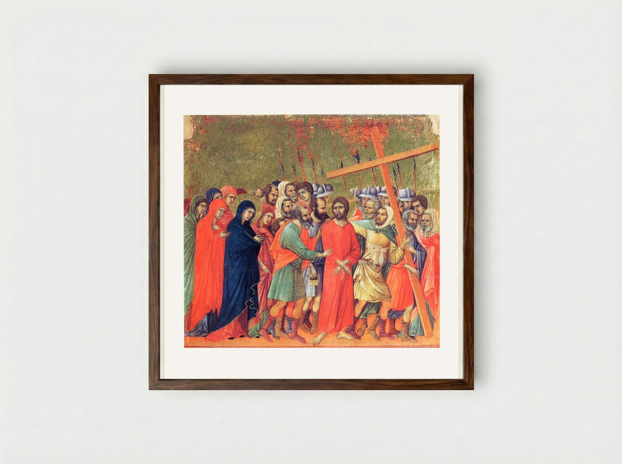 Carrying of the Cross - Duccio di Buoninsegna - Framed Print Dark Wood