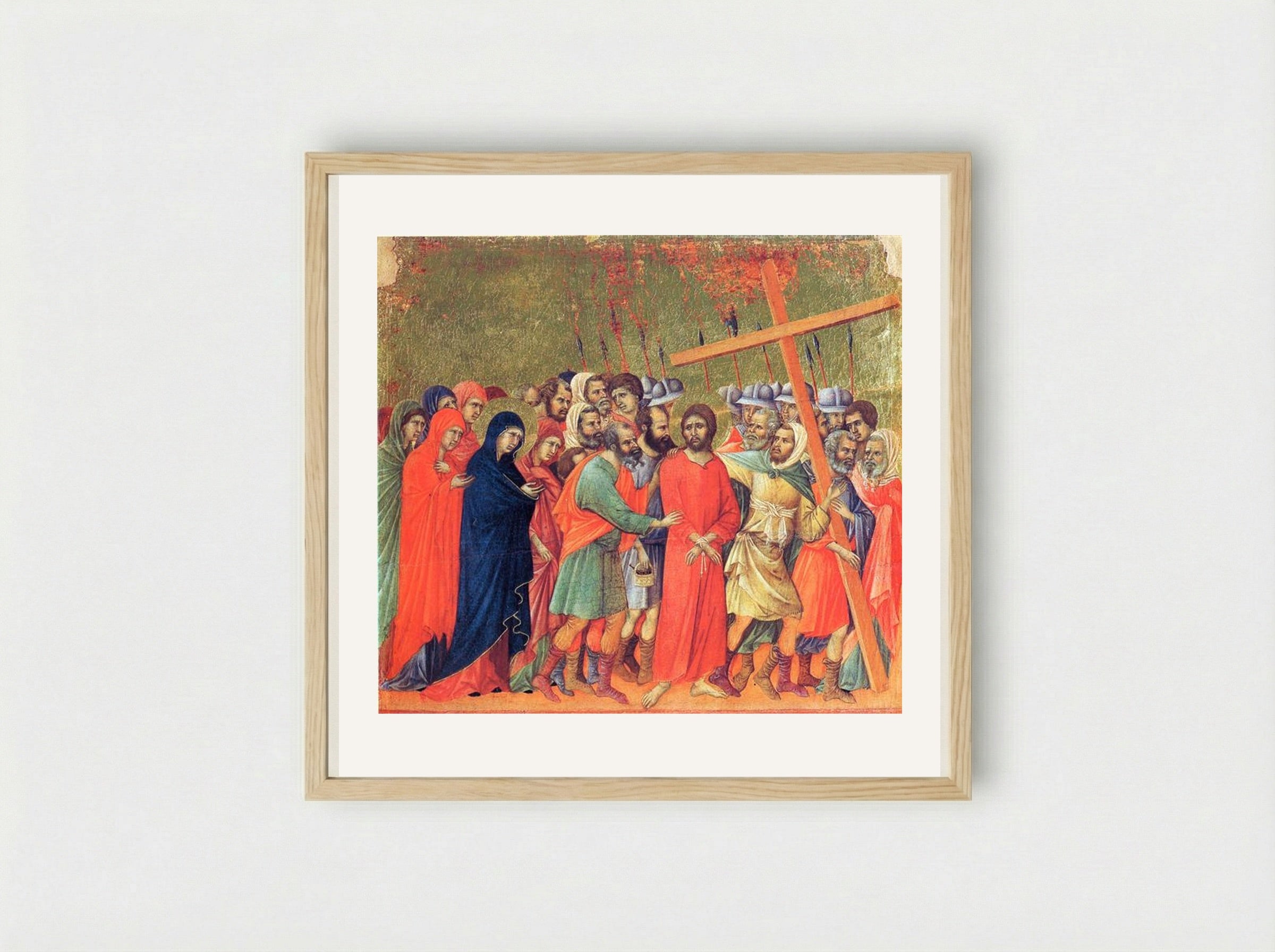 Carrying of the Cross - Duccio di Buoninsegna - Framed Print Wood