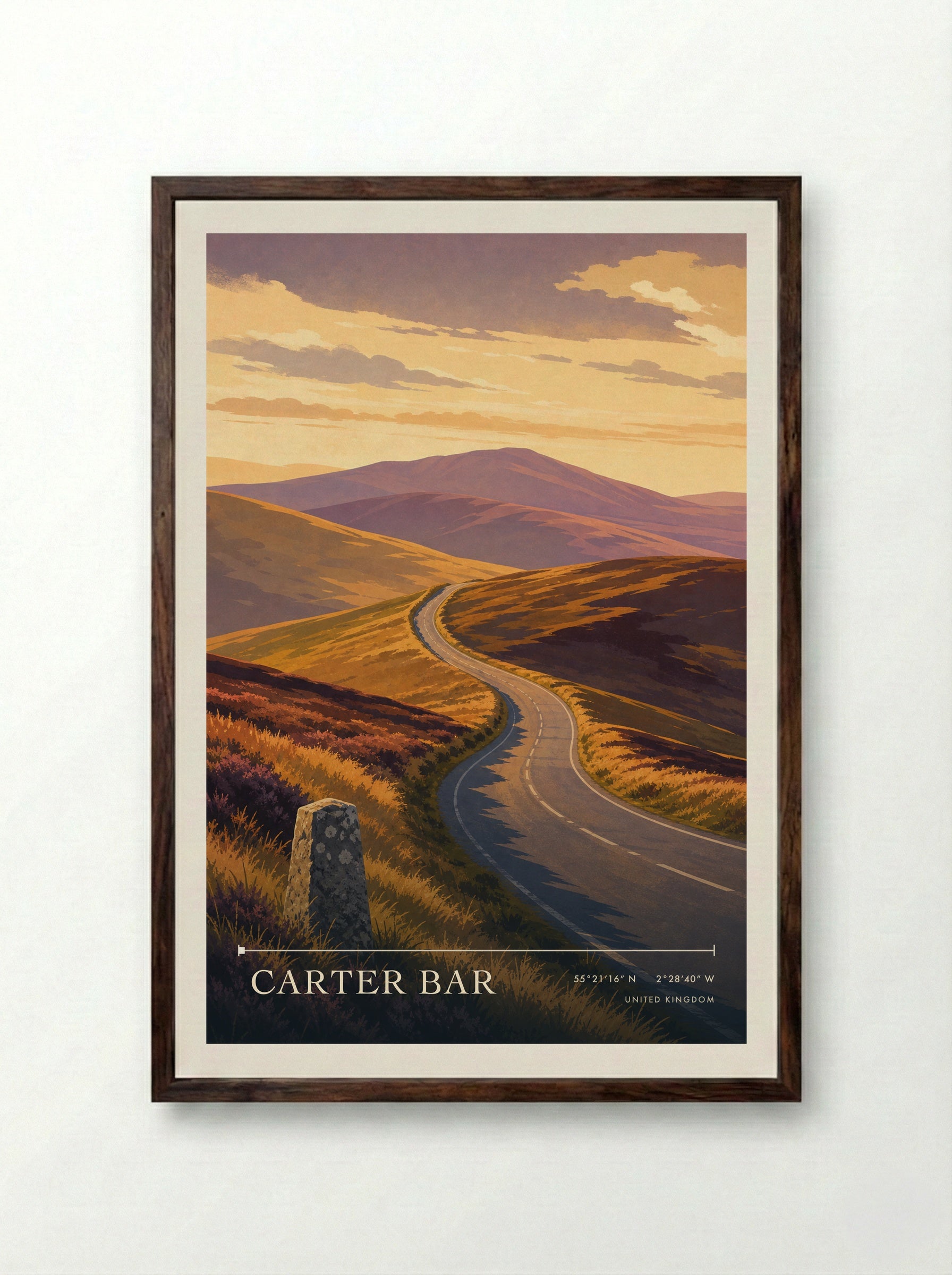 Carter Bar United Kingdom Travel Poster - Framed Print Dark Wood