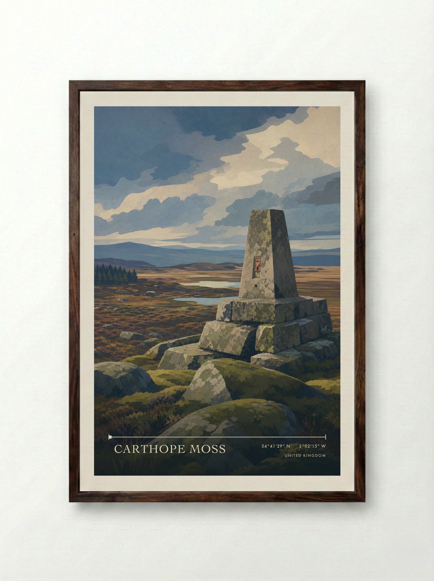 Carthope Moss United Kingdom Travel Poster - Framed Print Dark Wood