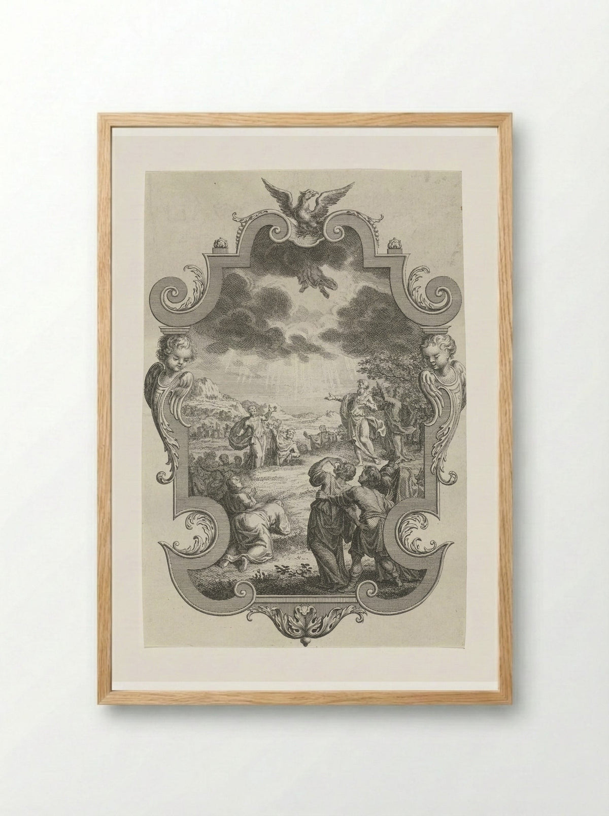 Cartouche met de hemelvaart van Christus - Jan Caspar Philips - Framed Print Wood