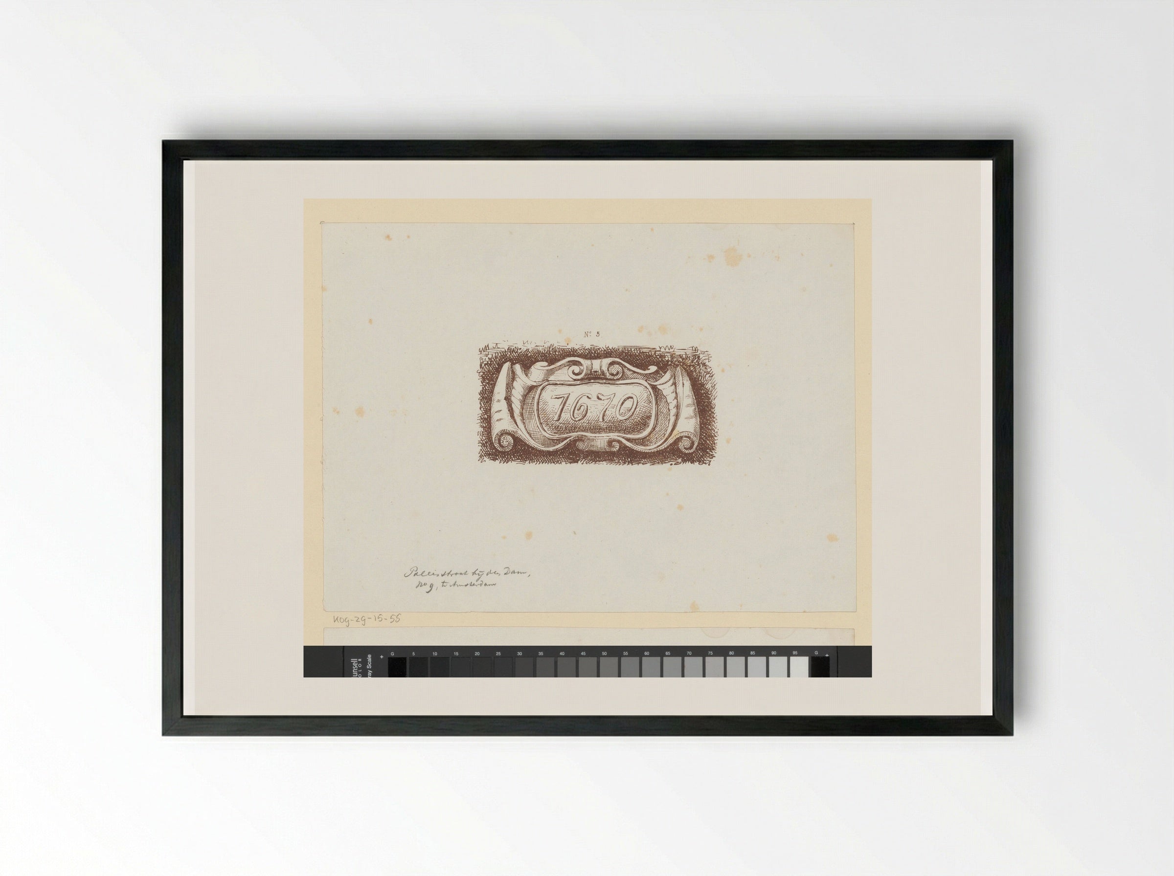 Cartouche met het jaartal 1670 - Jac van Looij - Framed Print Black