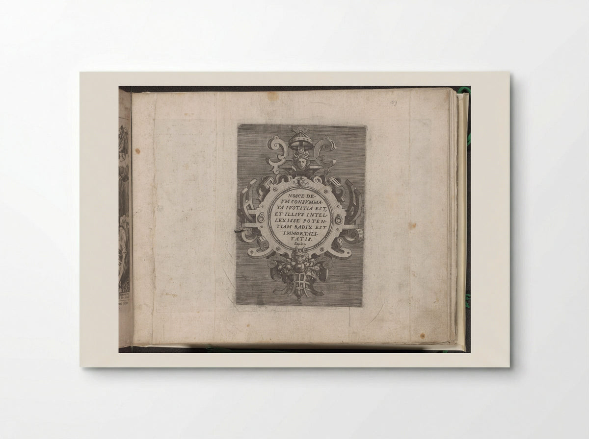 Cartouche with Text from the Book of Wisdom - Gerard de Jode - Poster