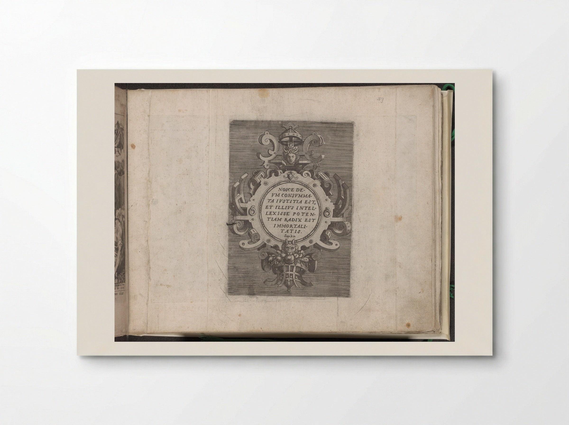 Cartouche with Text from the Book of Wisdom - Gerard de Jode - Poster