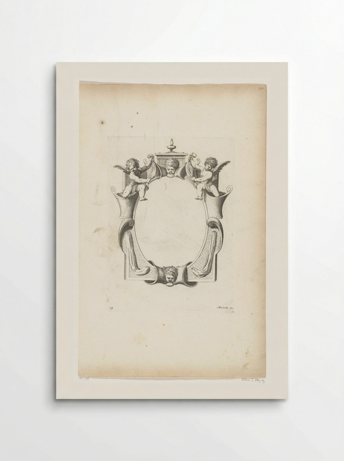 Cartouche with Two Children's Heads and Two Putti - Pierre Firens - Poster