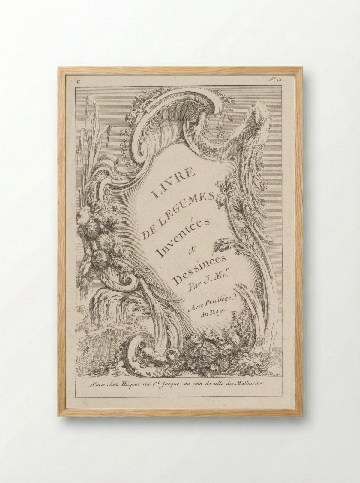 Cartouche with Vegetables - Pierre Quentin Chedel - Framed Print Wood
