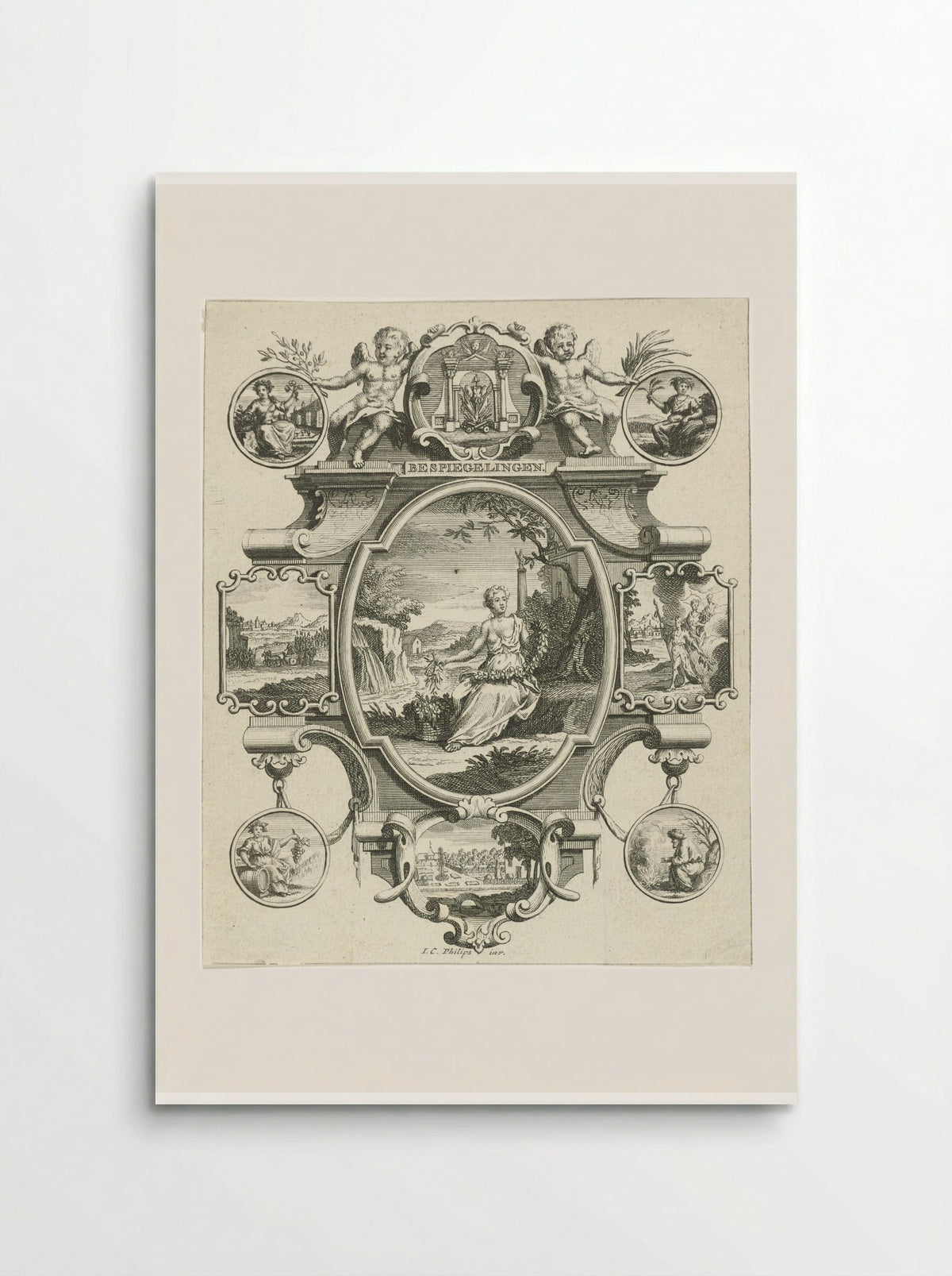 Cartouche with Woman in a Landscape - Jan Caspar Philips - Poster