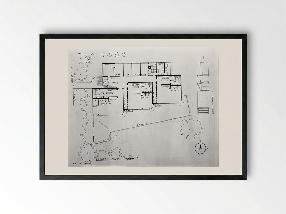 Caryl Peabody Nursery School Plan - Walter Gropius - Framed Print Black