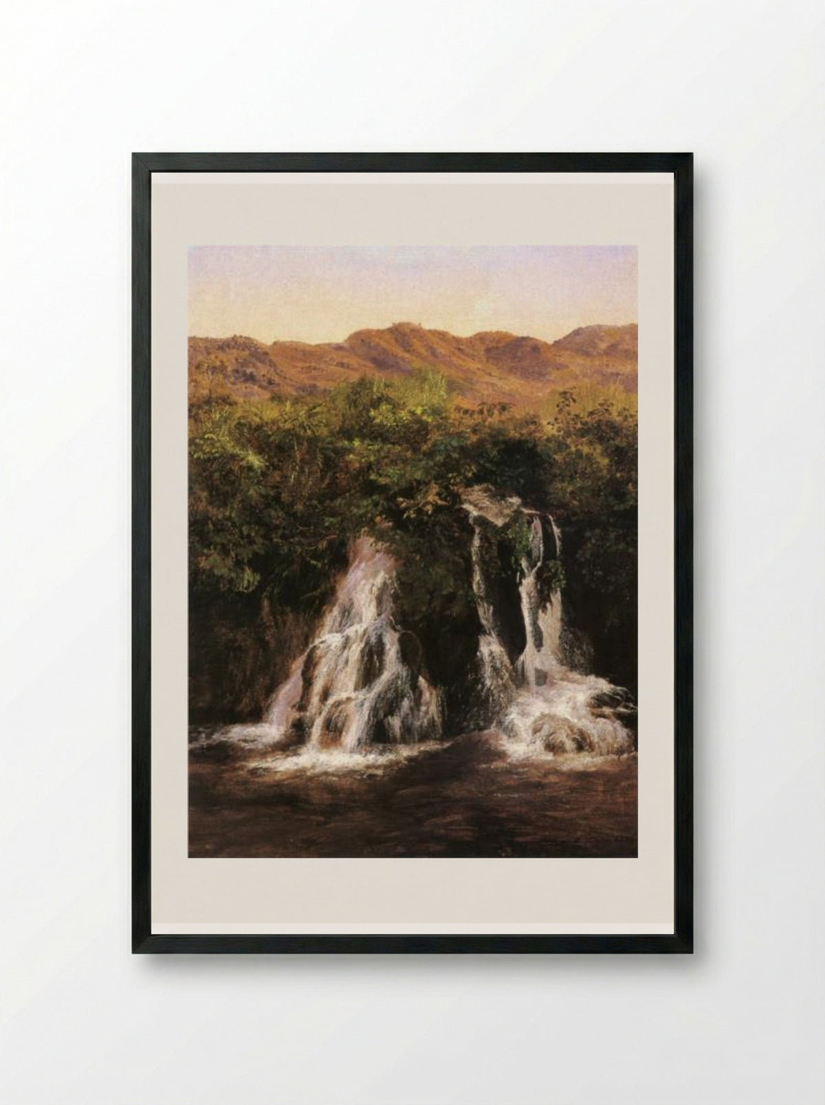 Cascada de Rincón Grande - José María Velasco - Framed Print Black