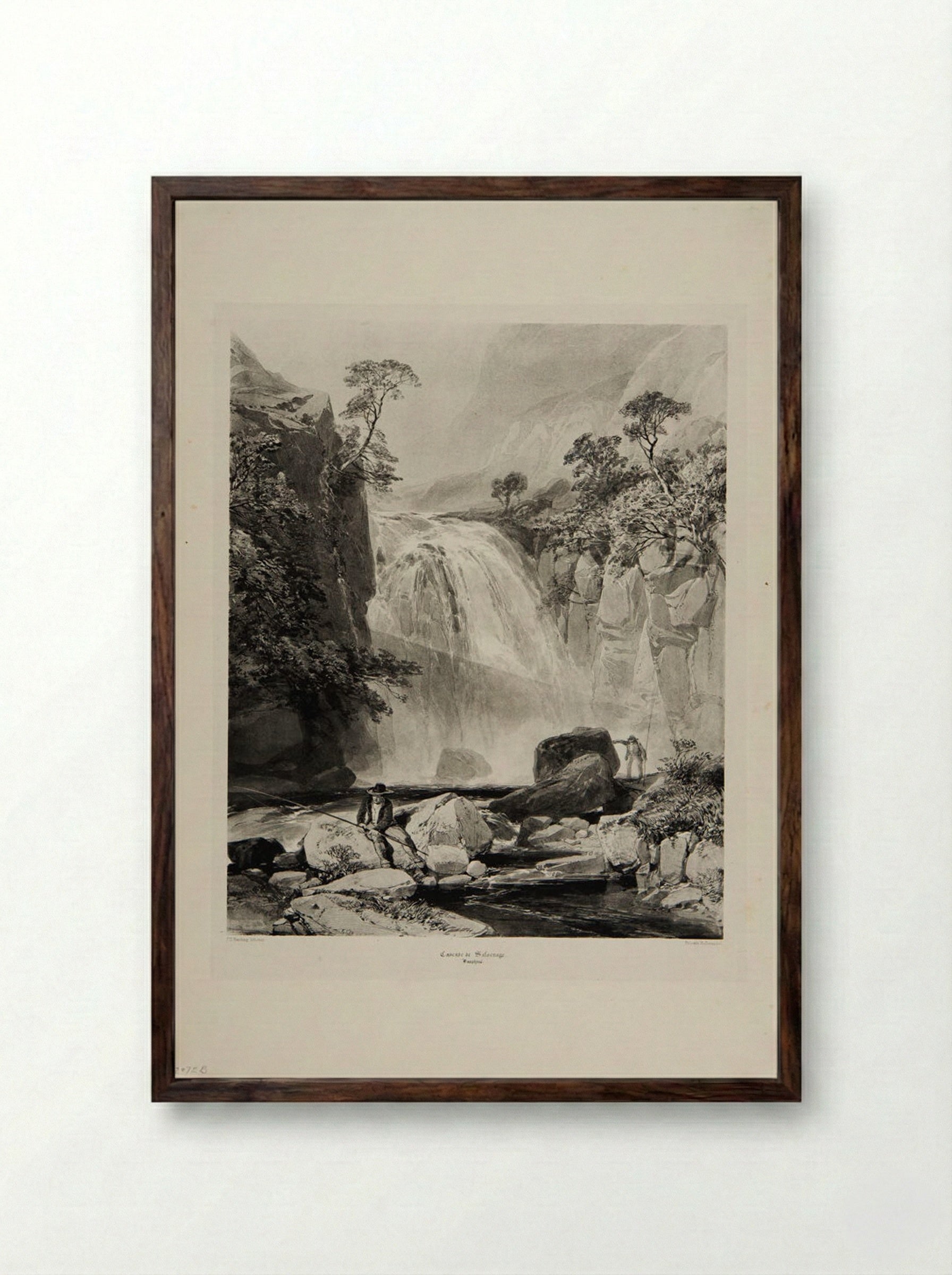 Cascade de Sassenage - James Duffield Harding - Framed Print Dark Wood