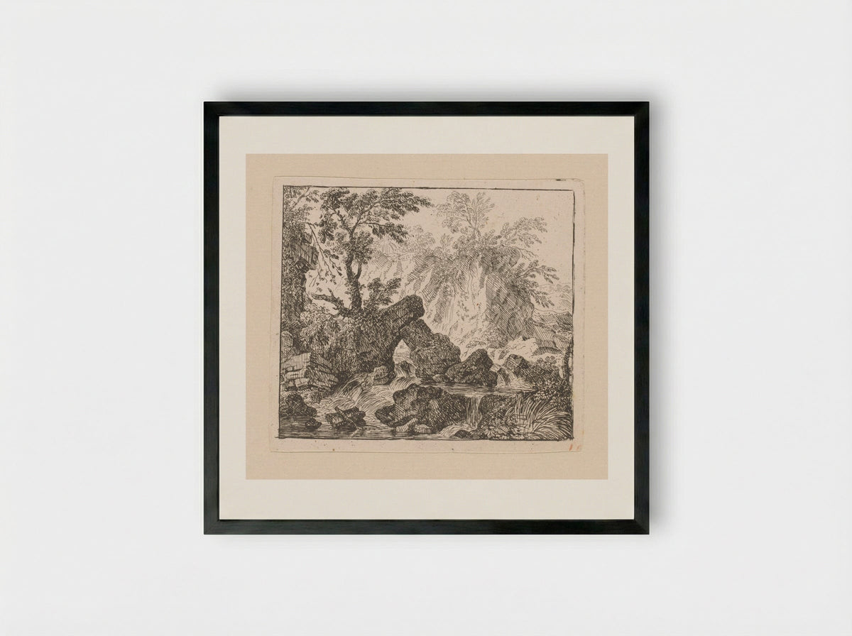 Cascade met gebroken rots - Felix Meyer - Framed Print Black