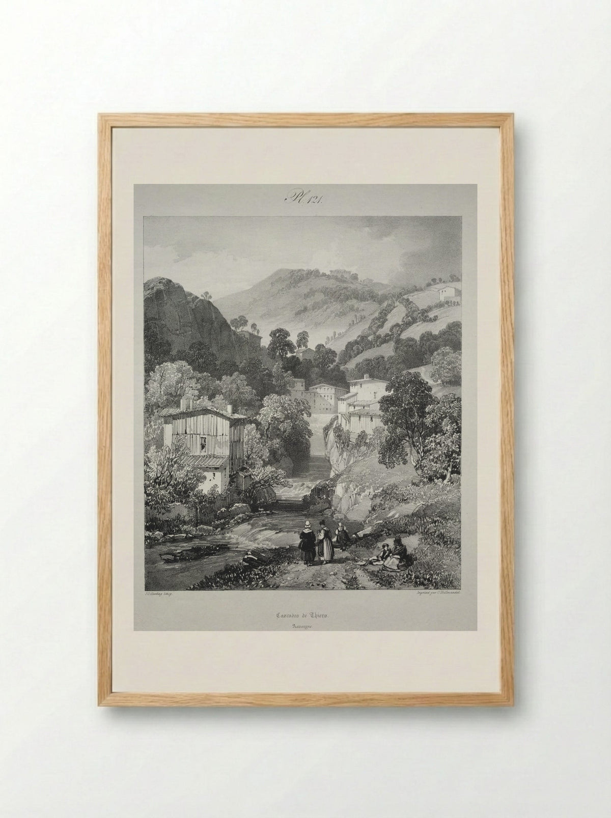 Cascades de Thiers - James Duffield Harding - Framed Print Wood