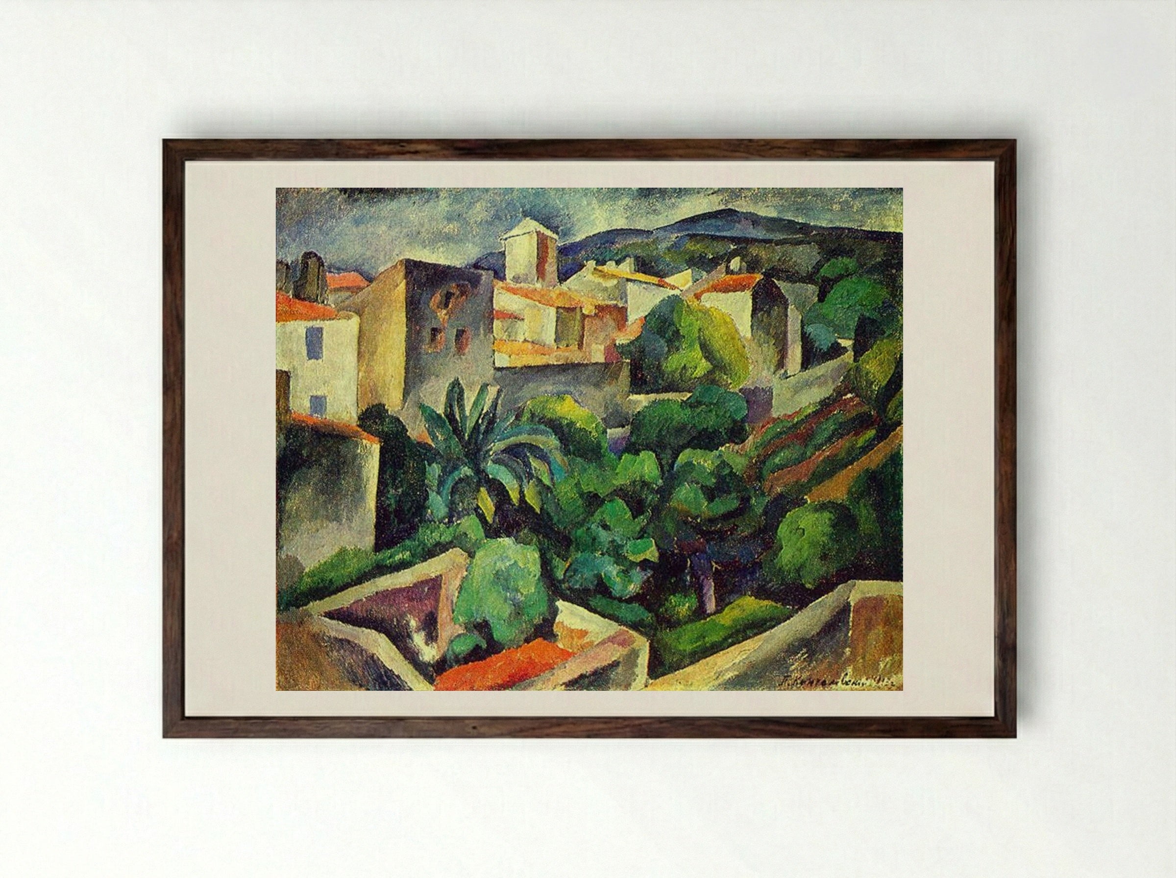 Cassis. The view from the window - Pyotr Konchalovsky - Framed Print Dark Wood
