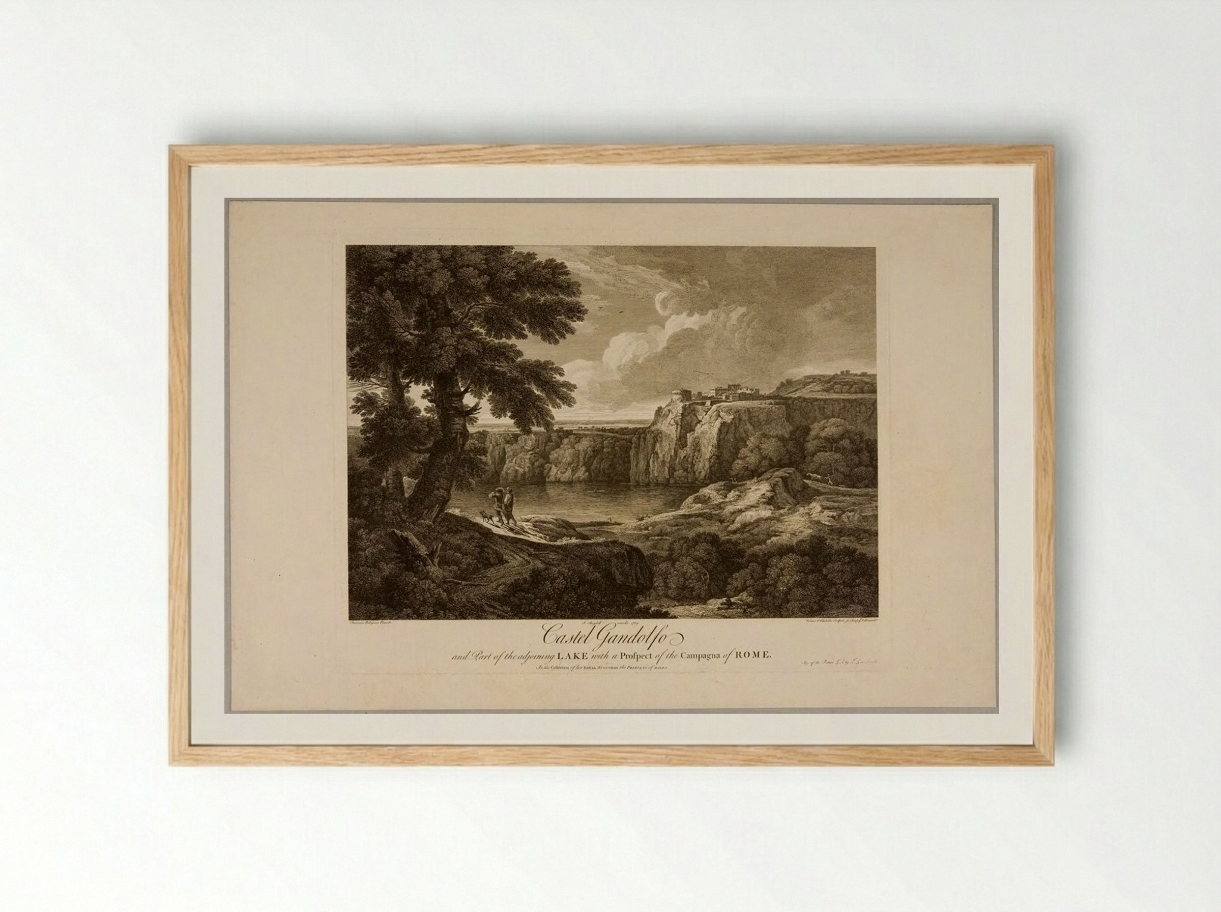 Castel Gandolfo and Part of the Adjoining Lake - François Vivares - Framed Print Wood