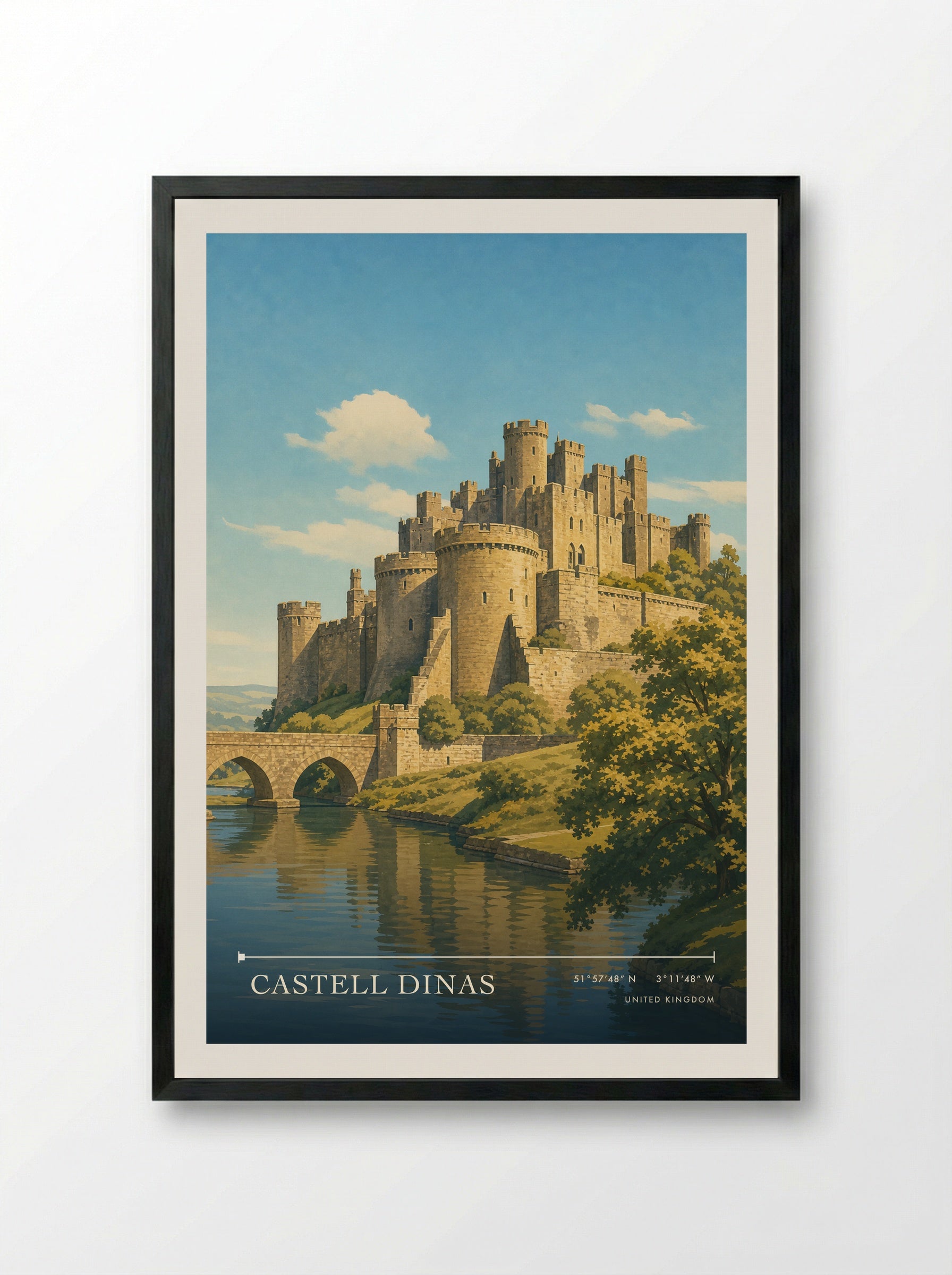 Castell Dinas United Kingdom Travel Poster - Framed Print Black