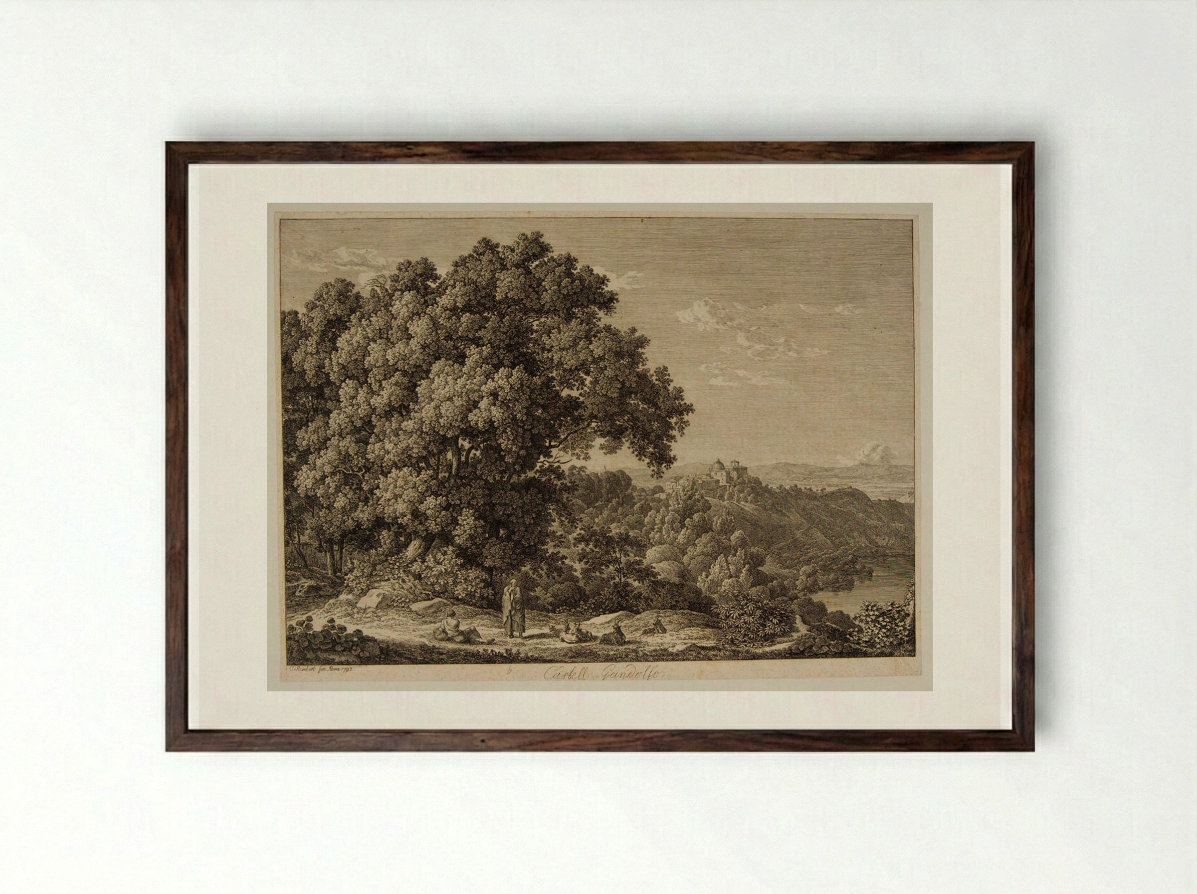 Castell Gandolfo - Johann Christian Reinhart - Framed Print Dark Wood