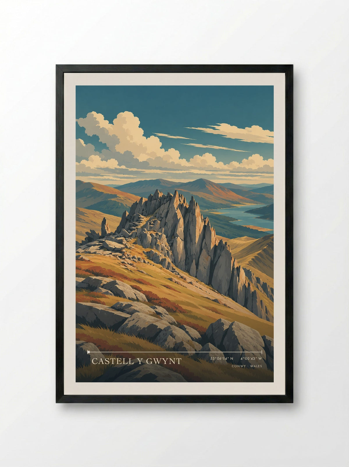 Castell y Gwynt, Conwy | Travel Poster - Framed Print Black