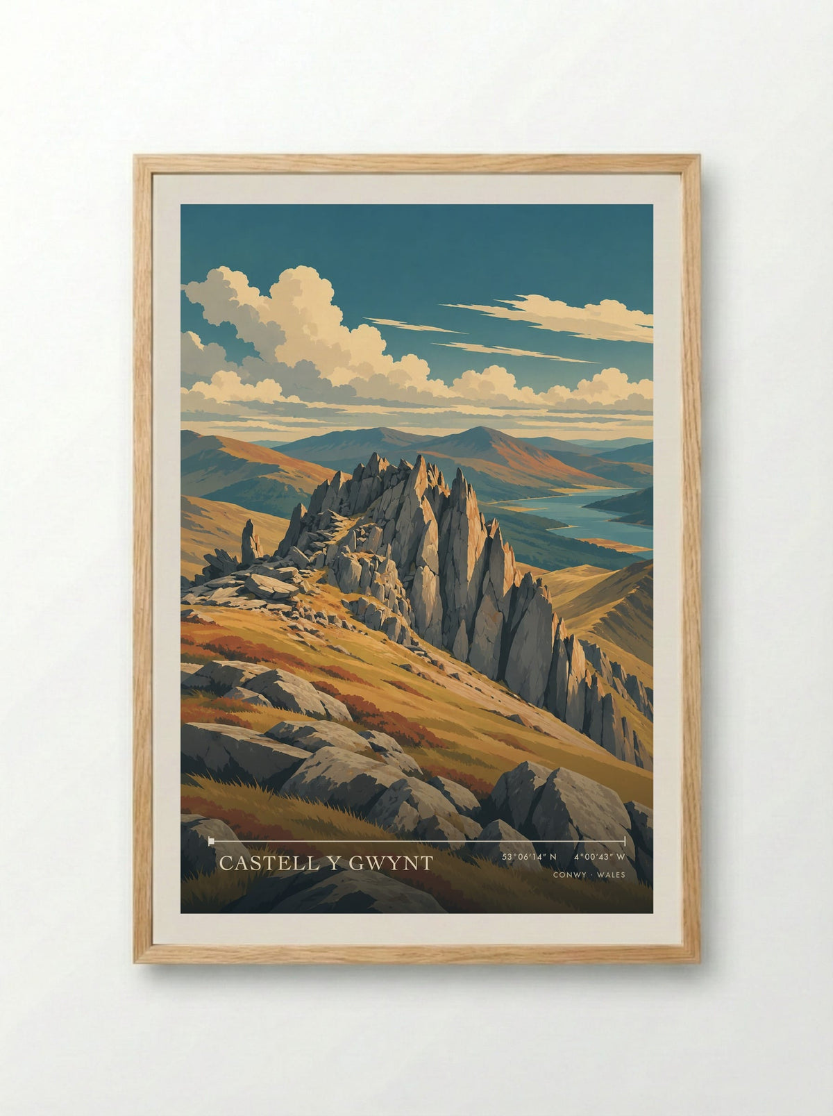 Castell y Gwynt, Conwy | Travel Poster - Framed Print Wood