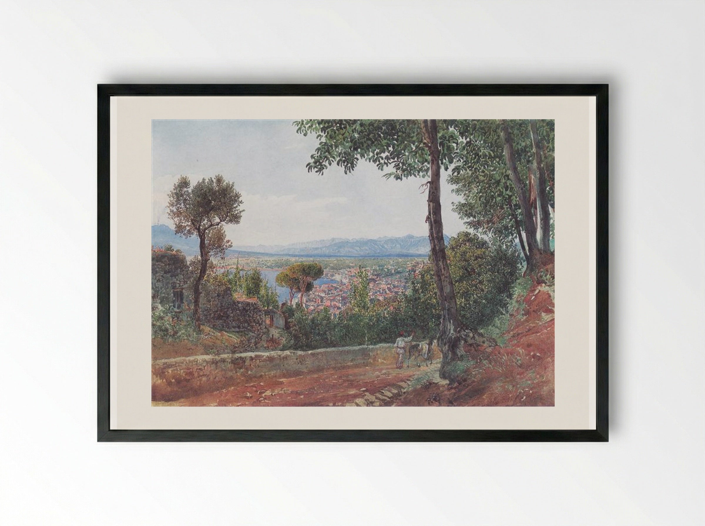 Castellammare on the Gulf of Naples - Rudolf von Alt - Framed Print Black