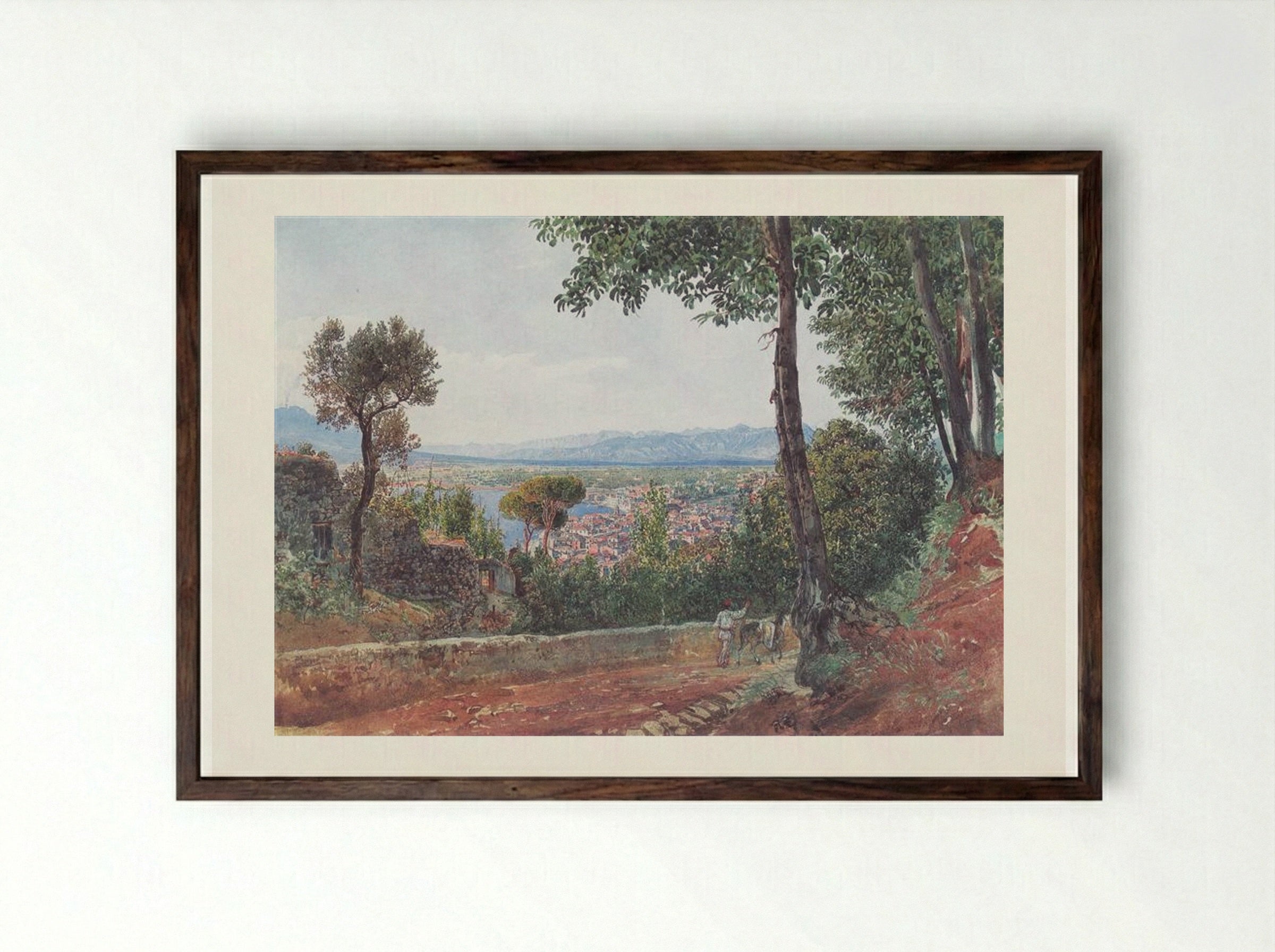 Castellammare on the Gulf of Naples - Rudolf von Alt - Framed Print Dark Wood