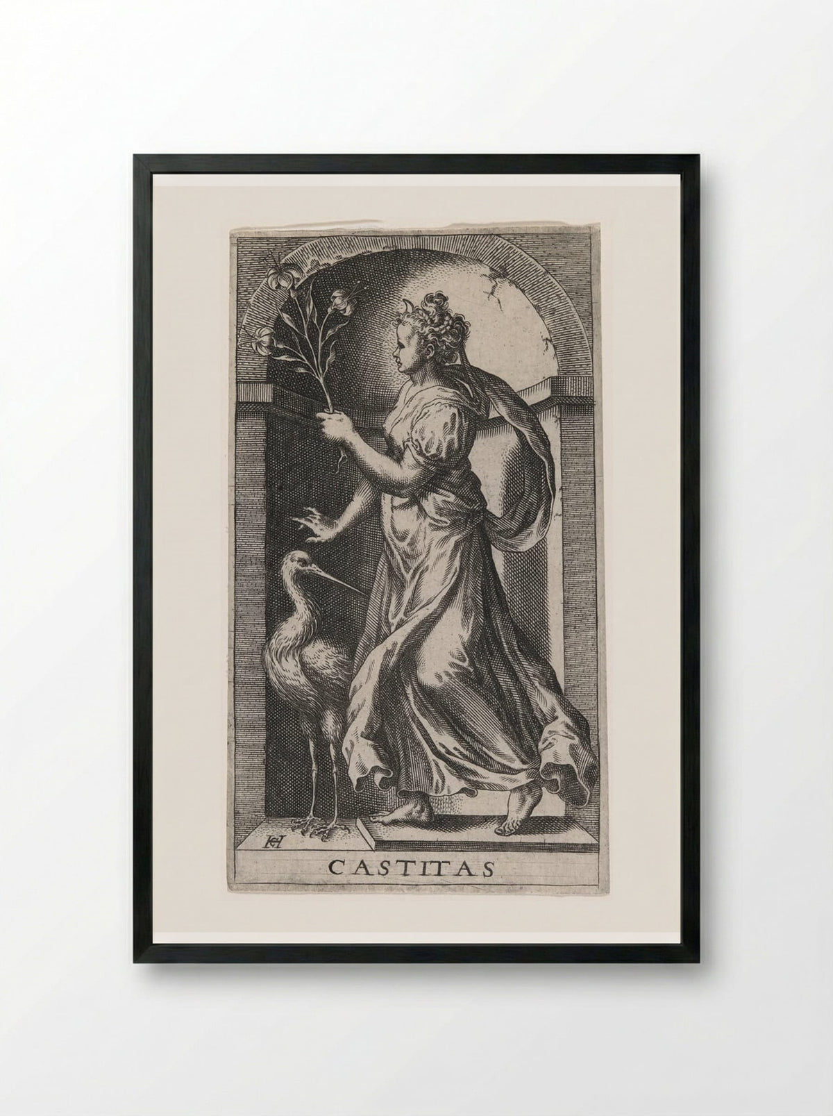 Castitas - Hans Collaert the Elder - Framed Print Black