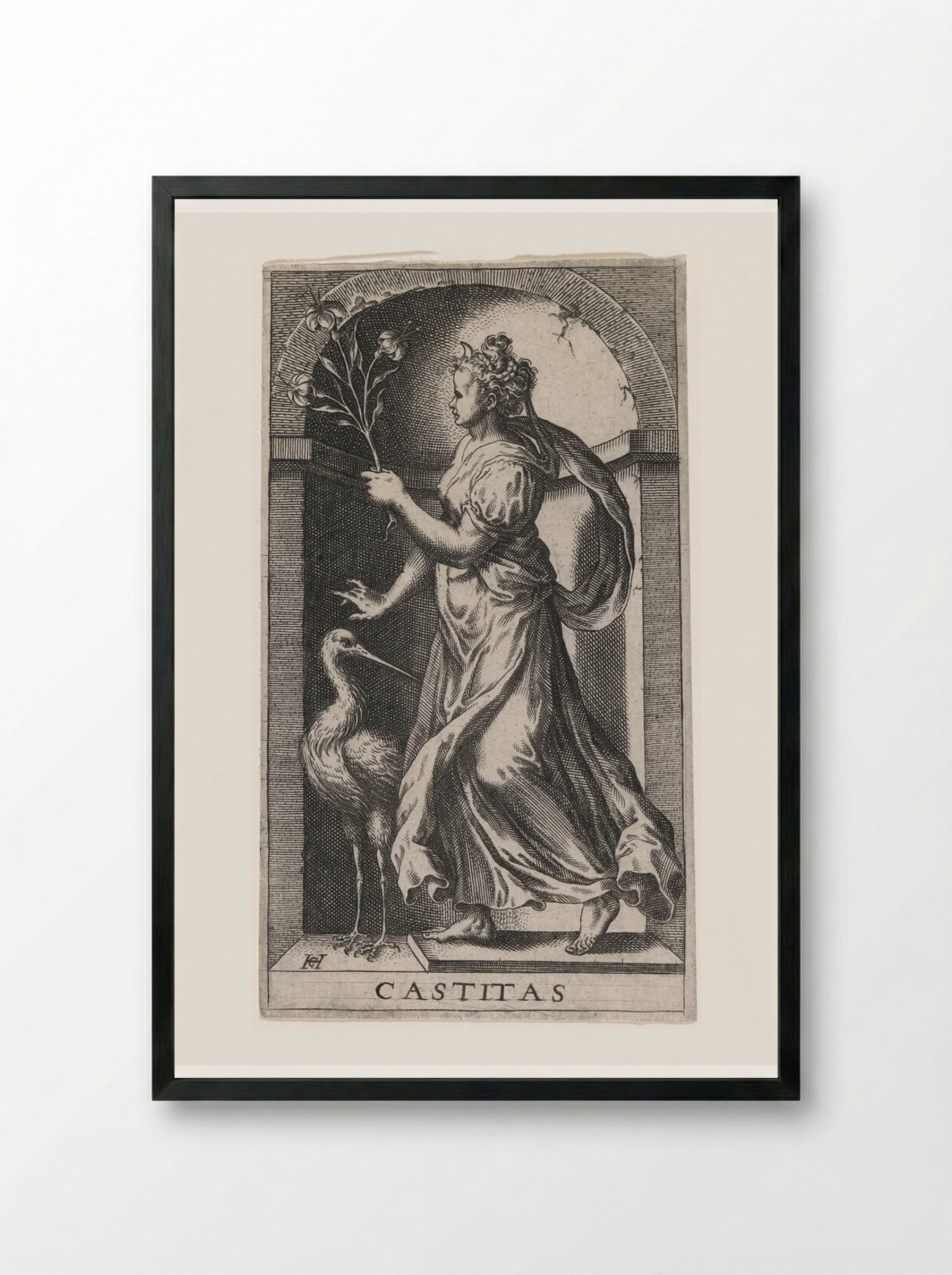 Castitas - Hans Collaert the Elder - Framed Print Black