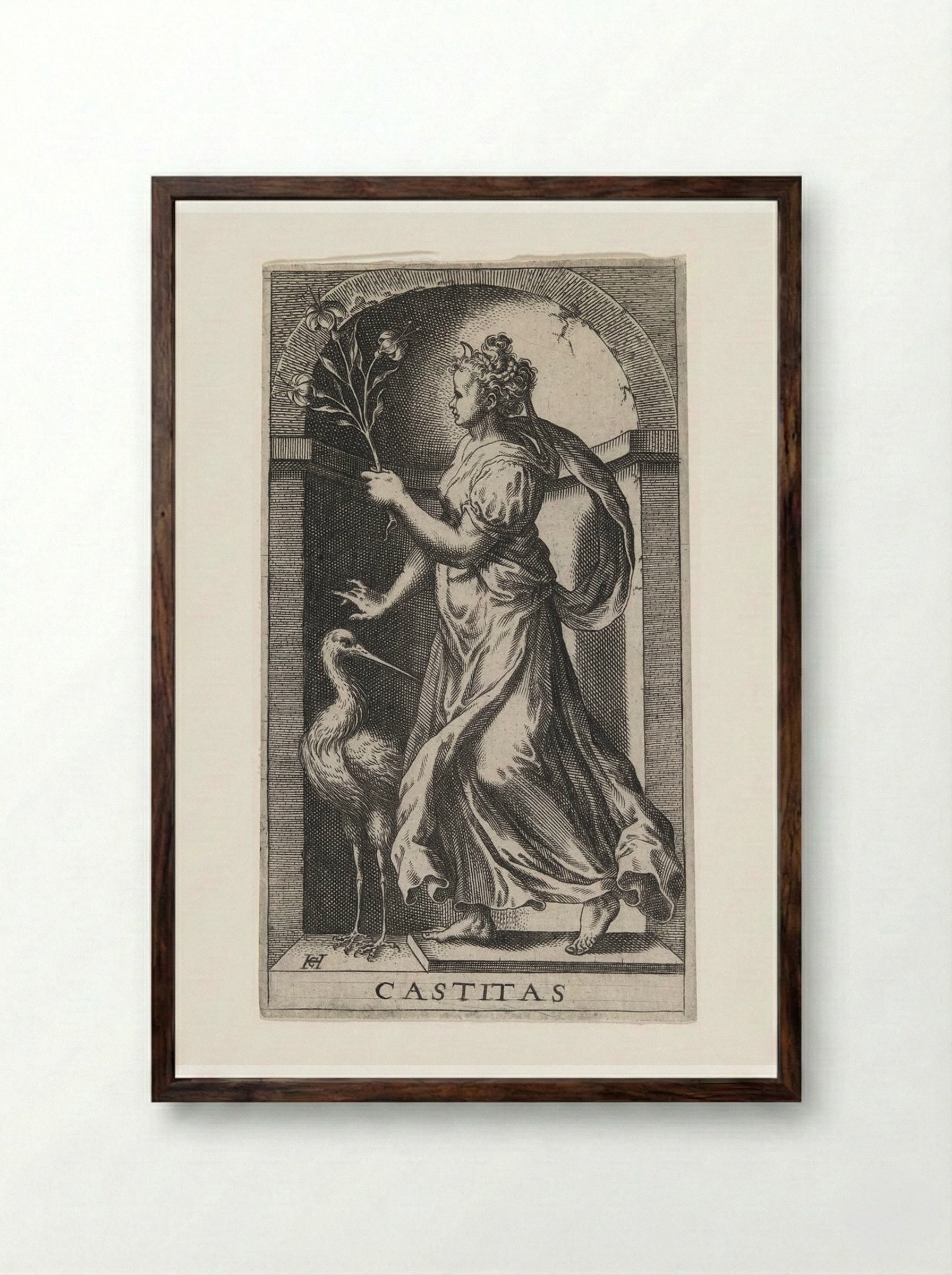 Castitas - Hans Collaert the Elder - Framed Print Dark Wood