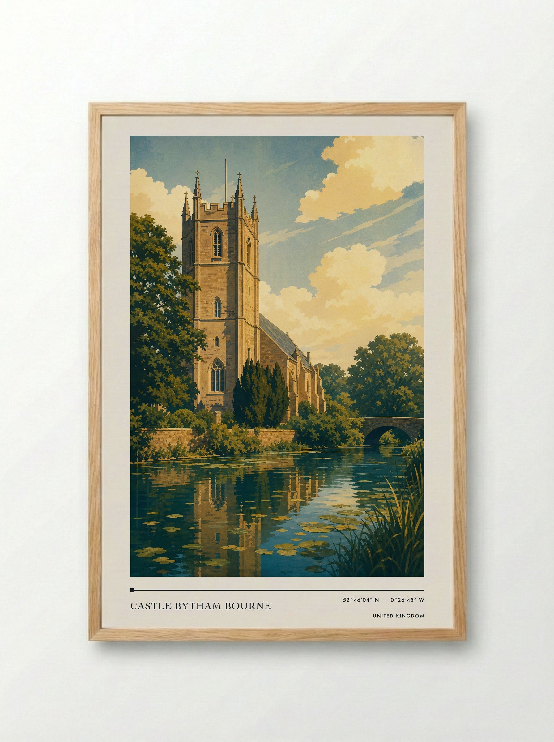 Castle Bytham Bourne United Kingdom Travel Poster - Framed Print Wood