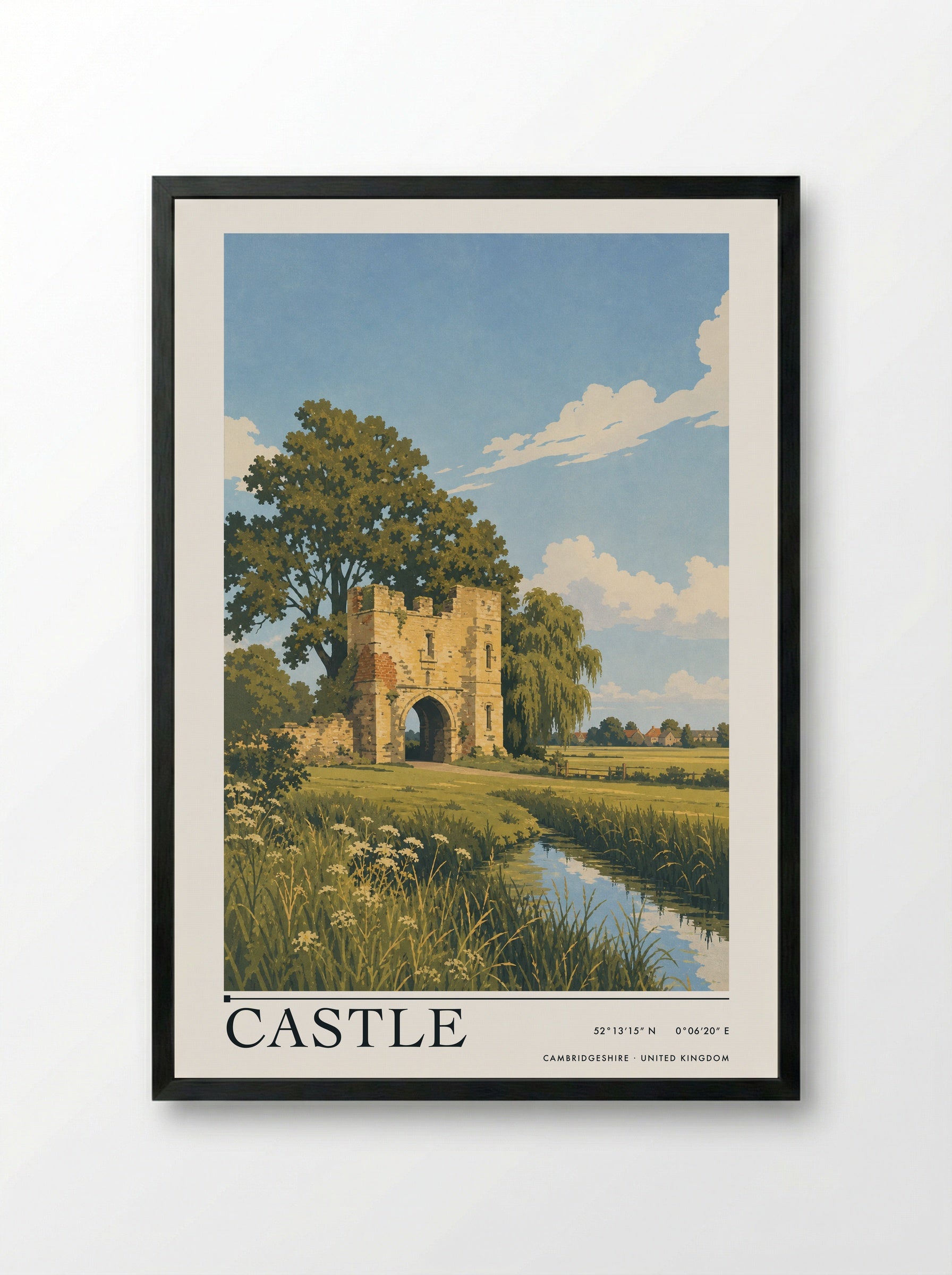 Castle Cambridgeshire United Kingdom Travel Poster - Framed Print Black