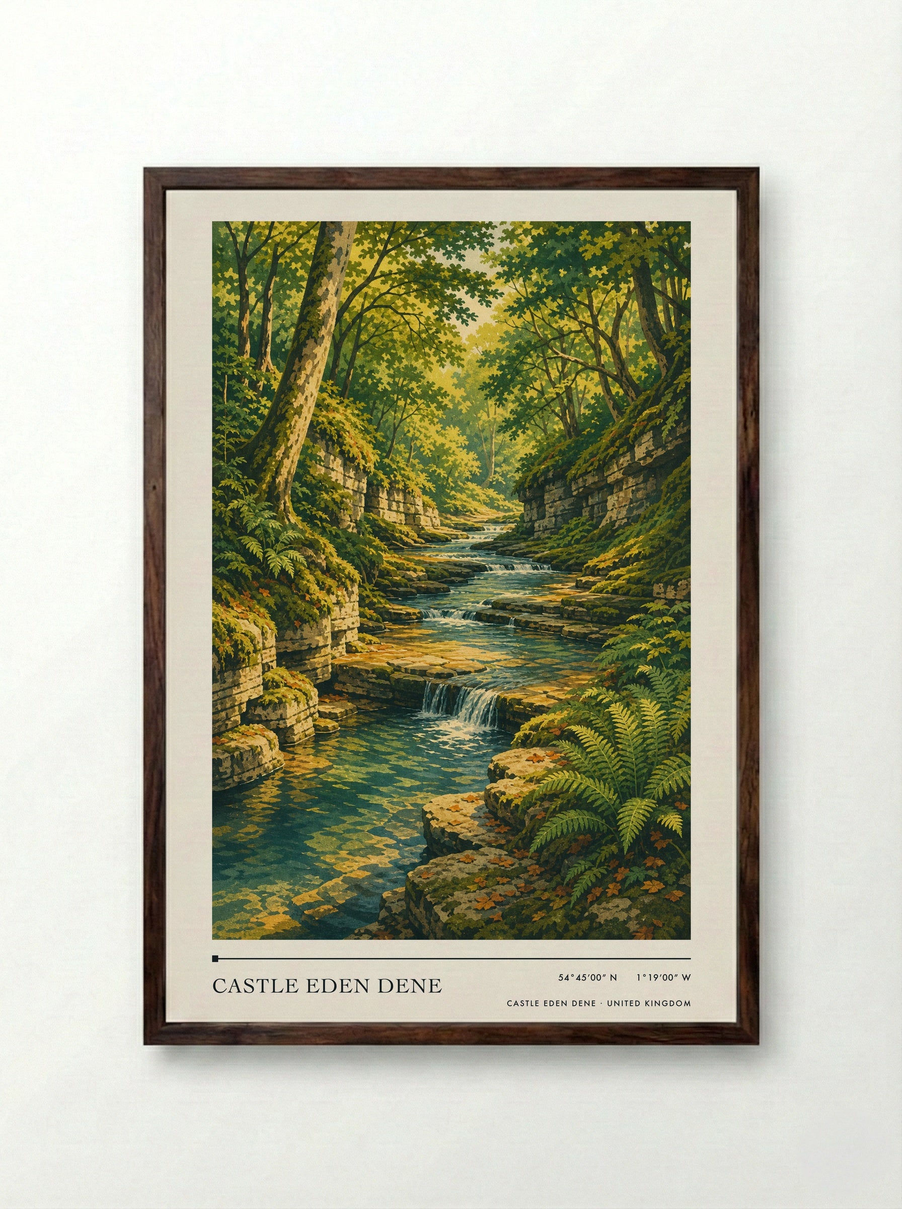 Castle Eden Dene United Kingdom Travel Poster - Framed Print Dark Wood