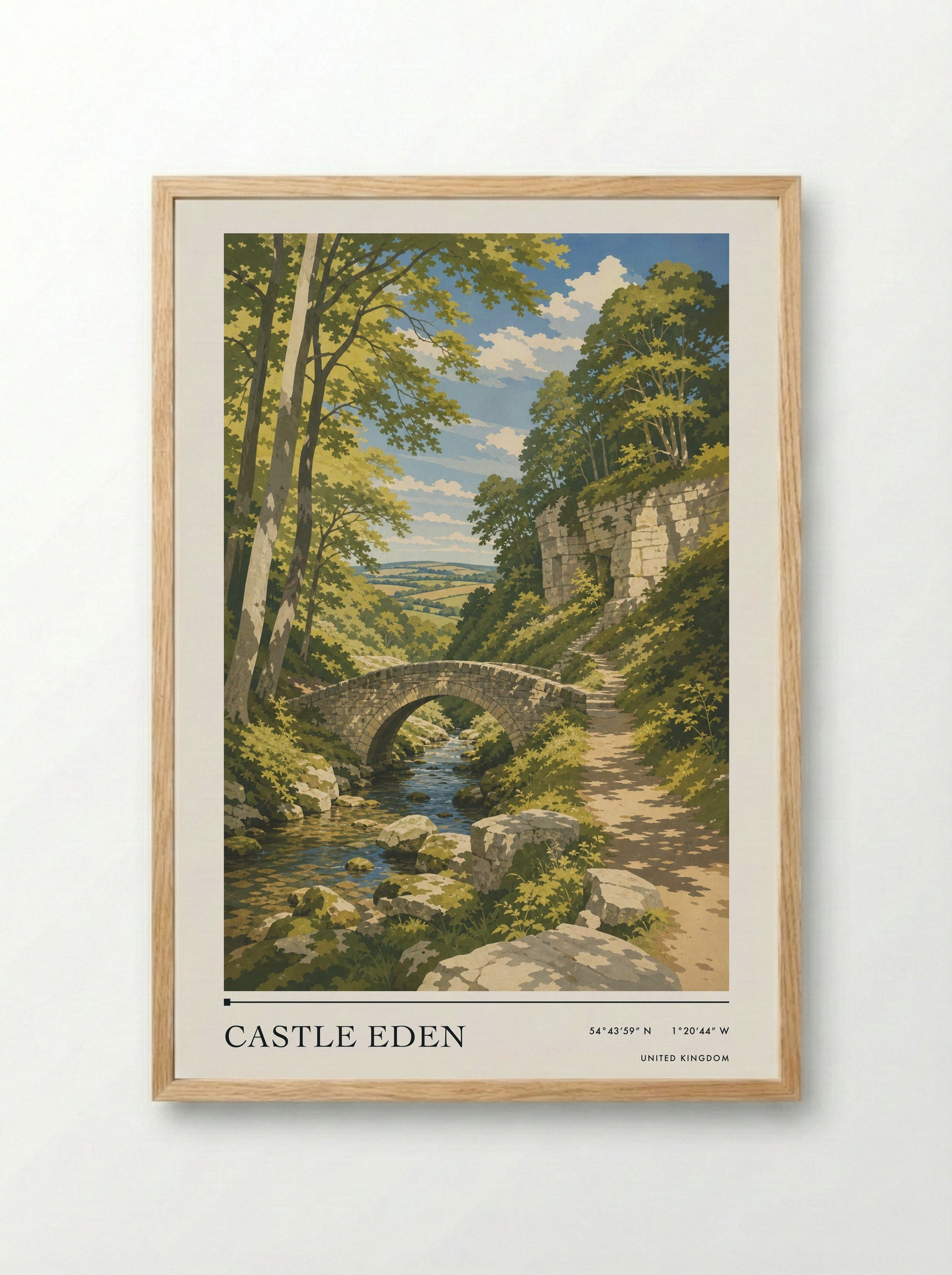 Castle Eden United Kingdom Travel Poster - Framed Print Wood