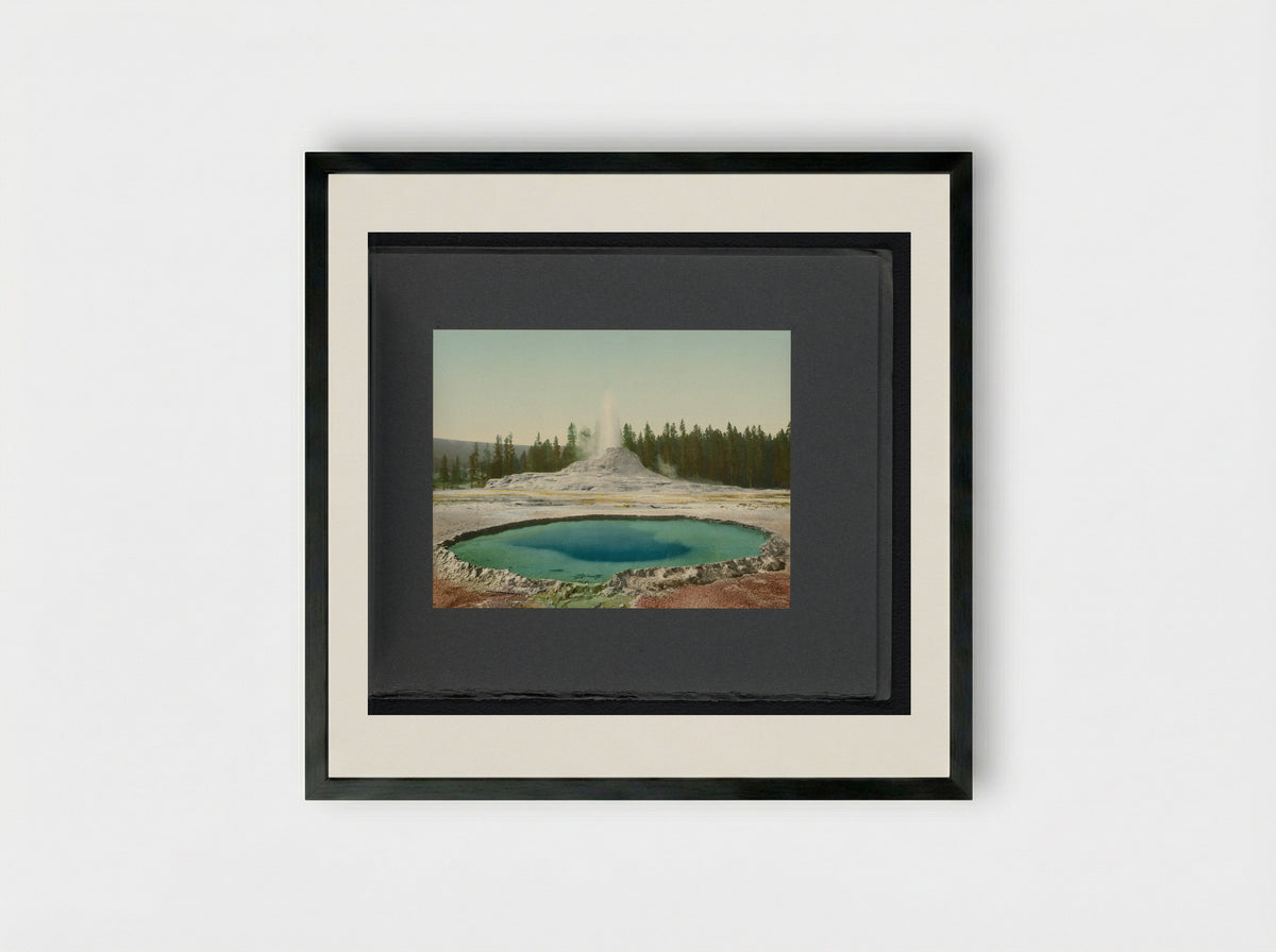 Castle Geyser, Yellowstone National Park - William Henry Jackson - Framed Print Black