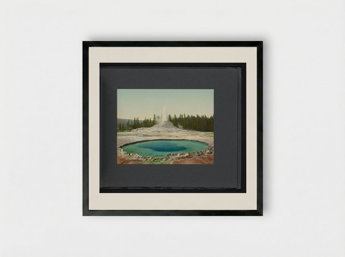 Castle Geyser, Yellowstone National Park - William Henry Jackson - Framed Print Black