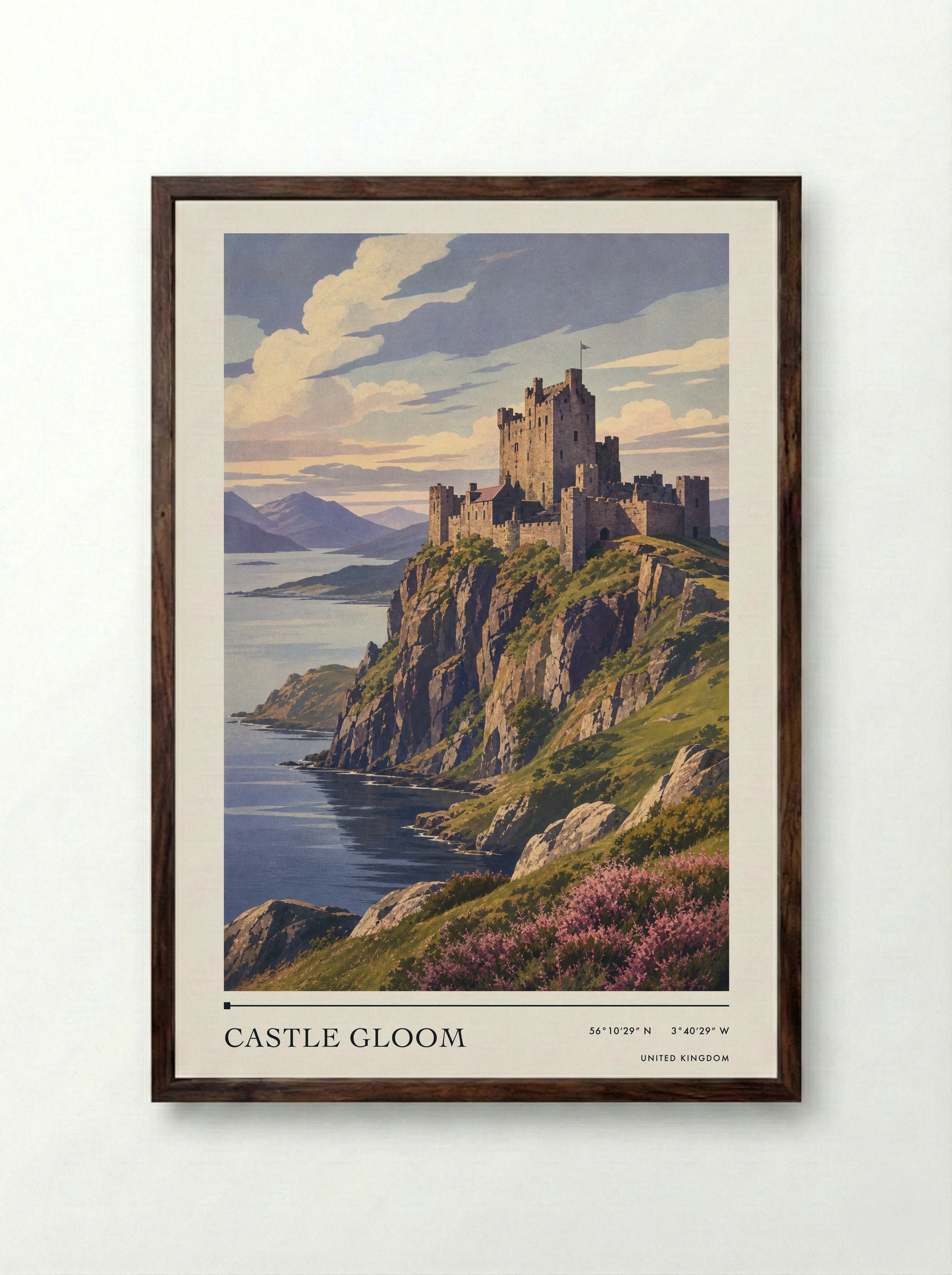 Castle Gloom United Kingdom Travel Poster - Framed Print Dark Wood