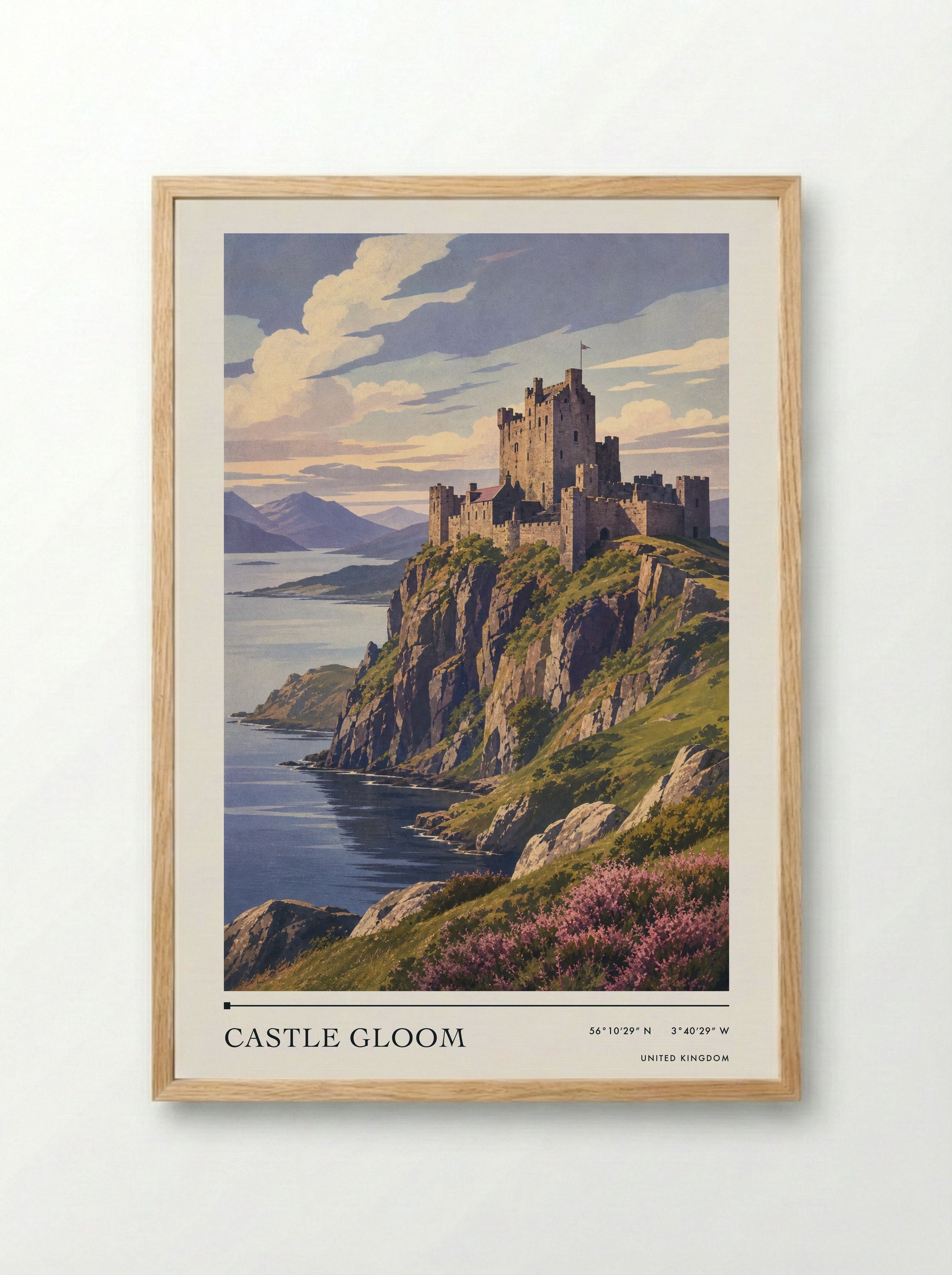 Castle Gloom United Kingdom Travel Poster - Framed Print Wood