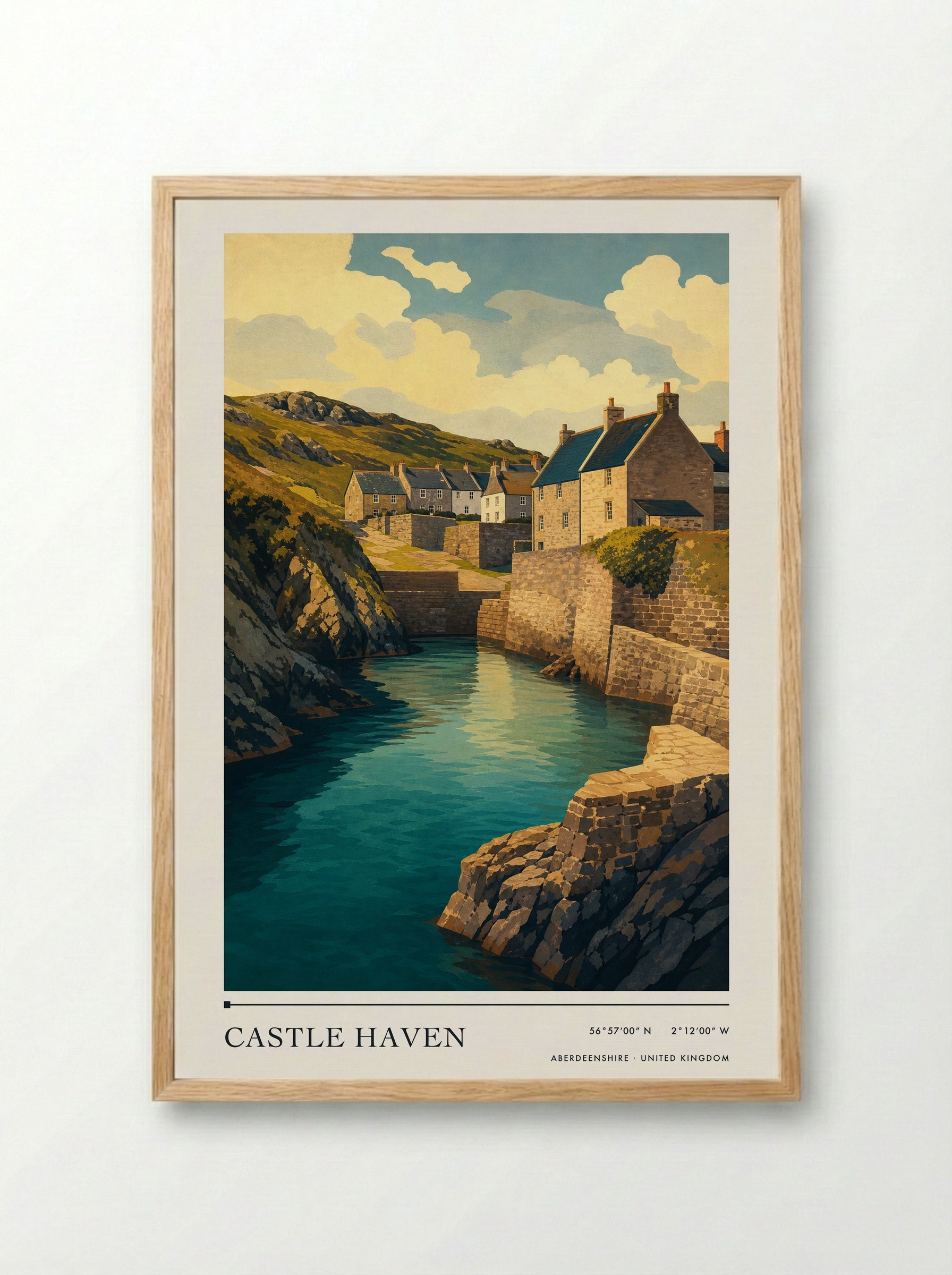 Castle Haven Aberdeenshire United Kingdom Travel Poster - Framed Print Wood