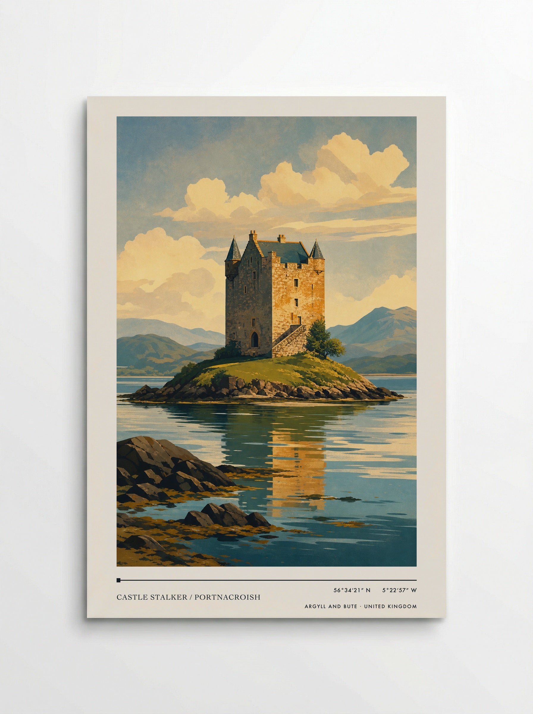 Castle Stalker / Portnacroish Argyll and Bute United Kingdom Travel Poster - Poster