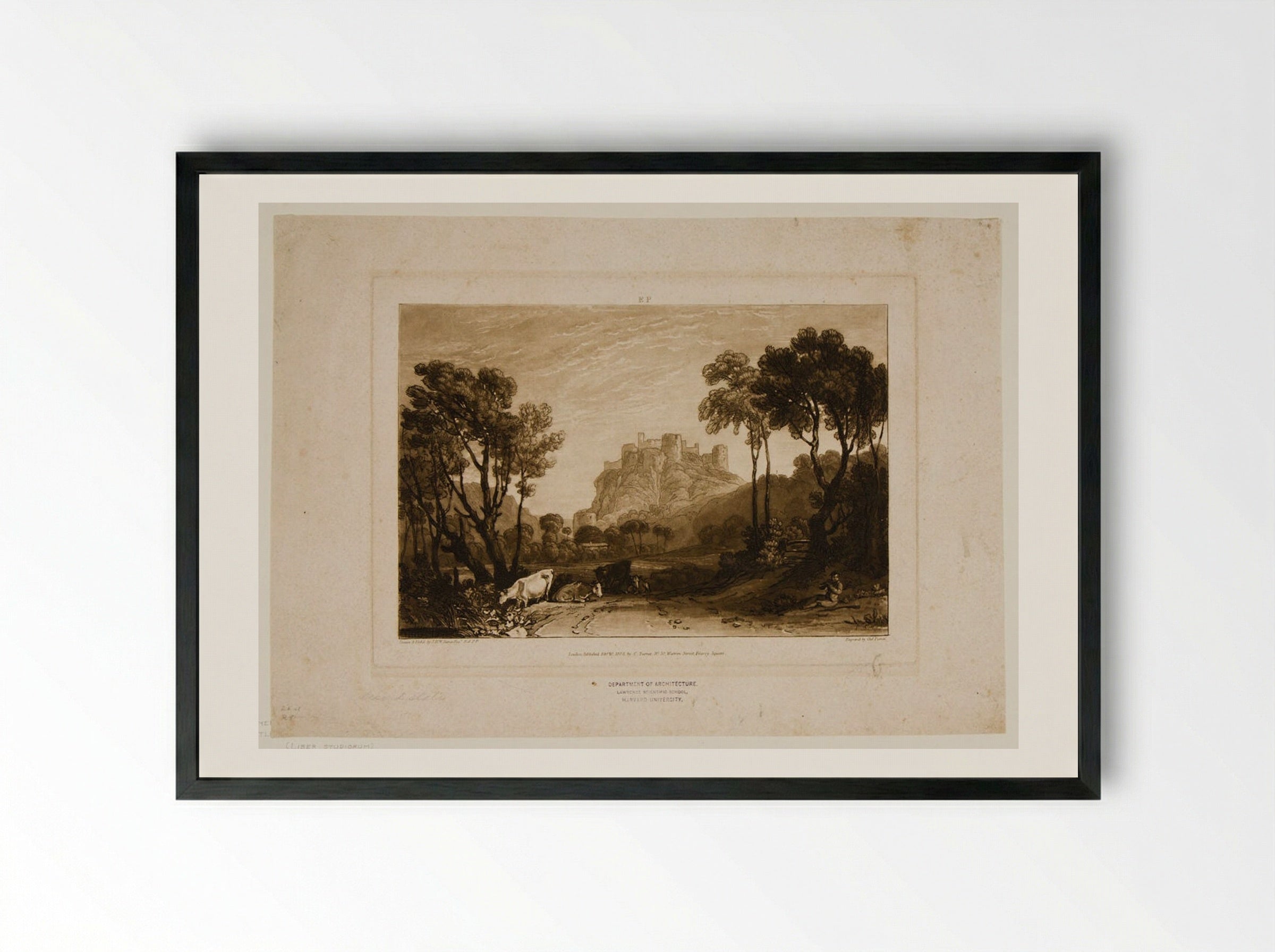 Castle above the Meadows - Charles Turner - Framed Print Black