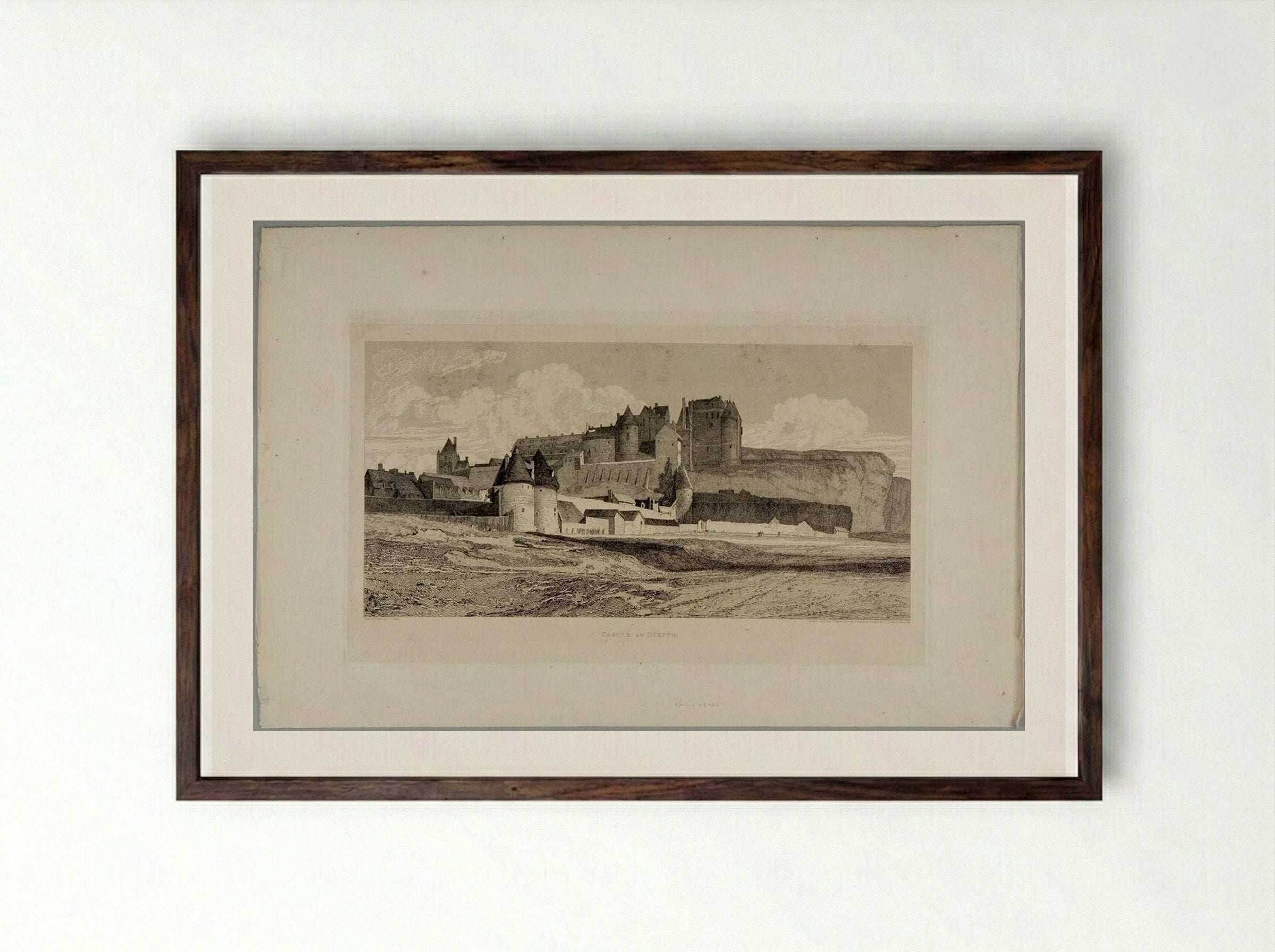 Castle at Dieppe - John Sell Cotman - Framed Print Dark Wood