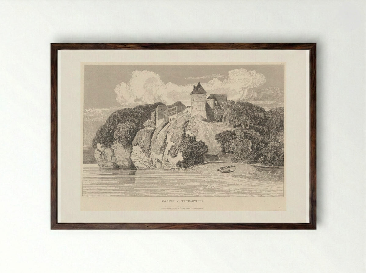 Castle at Tancarville - John Sell Cotman - Framed Print Dark Wood