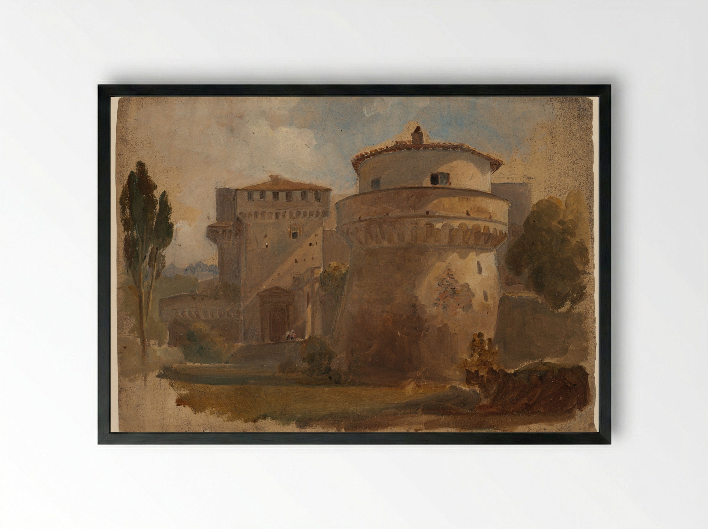 Castle in an Italian Landscape - Pierre-Henri de Valenciennes - Framed Print Black