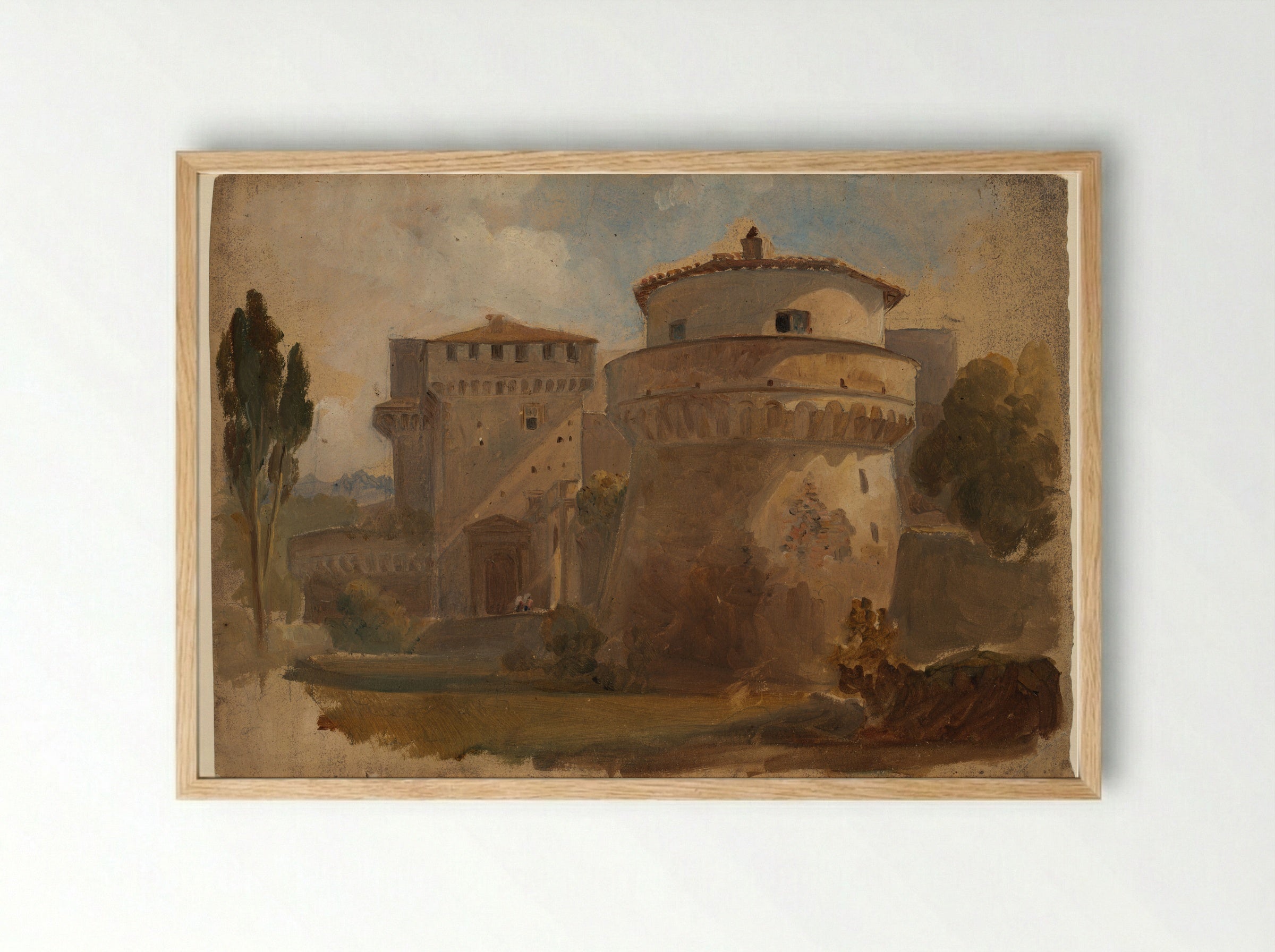 Castle in an Italian Landscape - Pierre-Henri de Valenciennes - Framed Print Wood