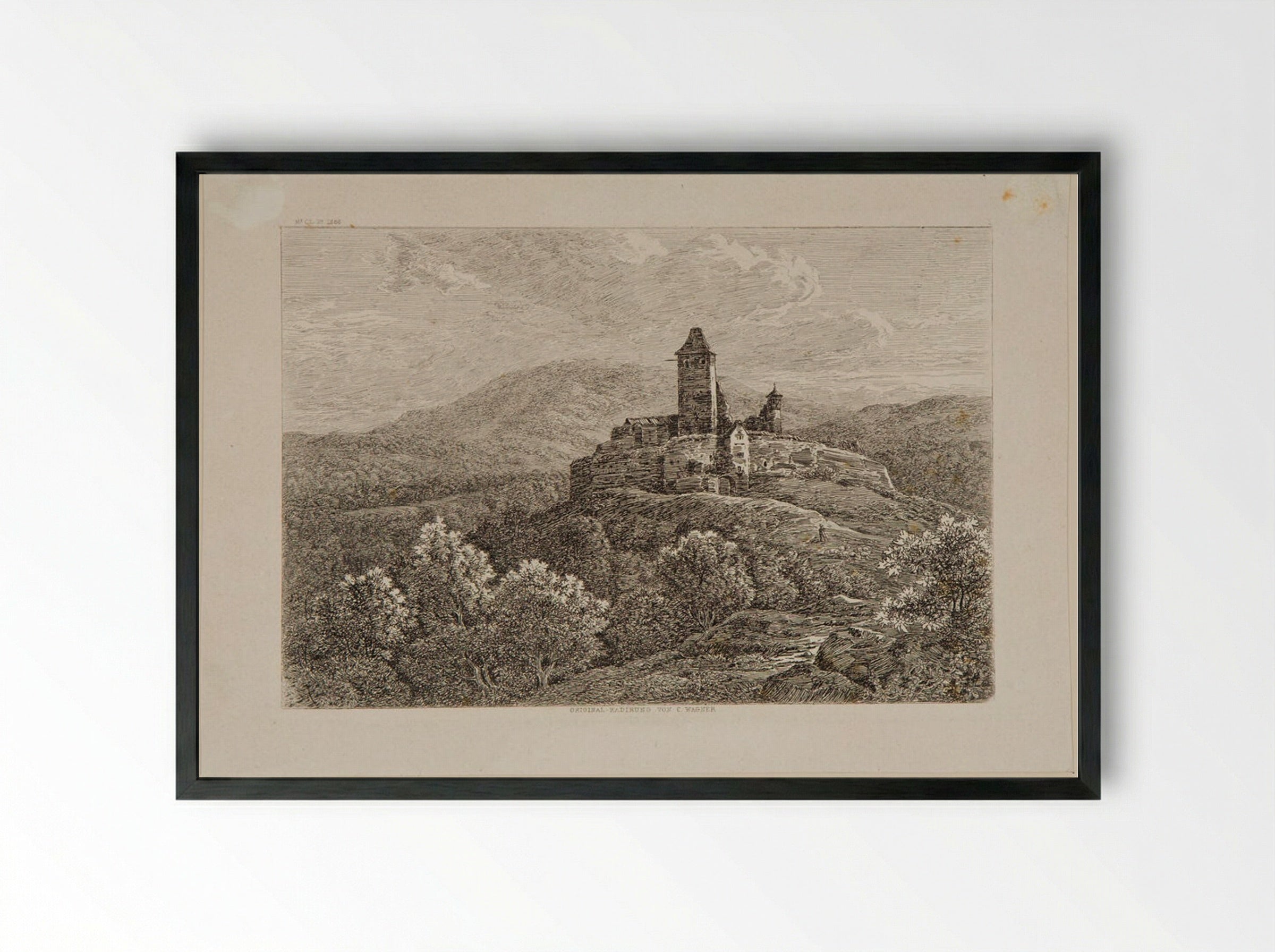 Castle near Ostheim - Karl Wagner - Framed Print Black
