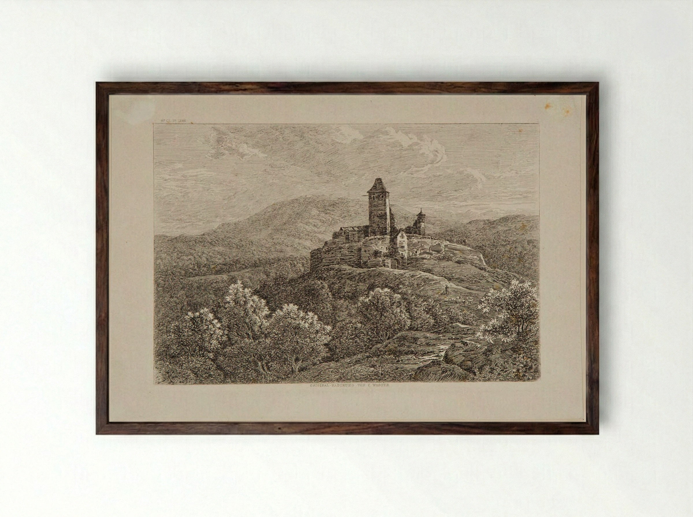 Castle near Ostheim - Karl Wagner - Framed Print Dark Wood