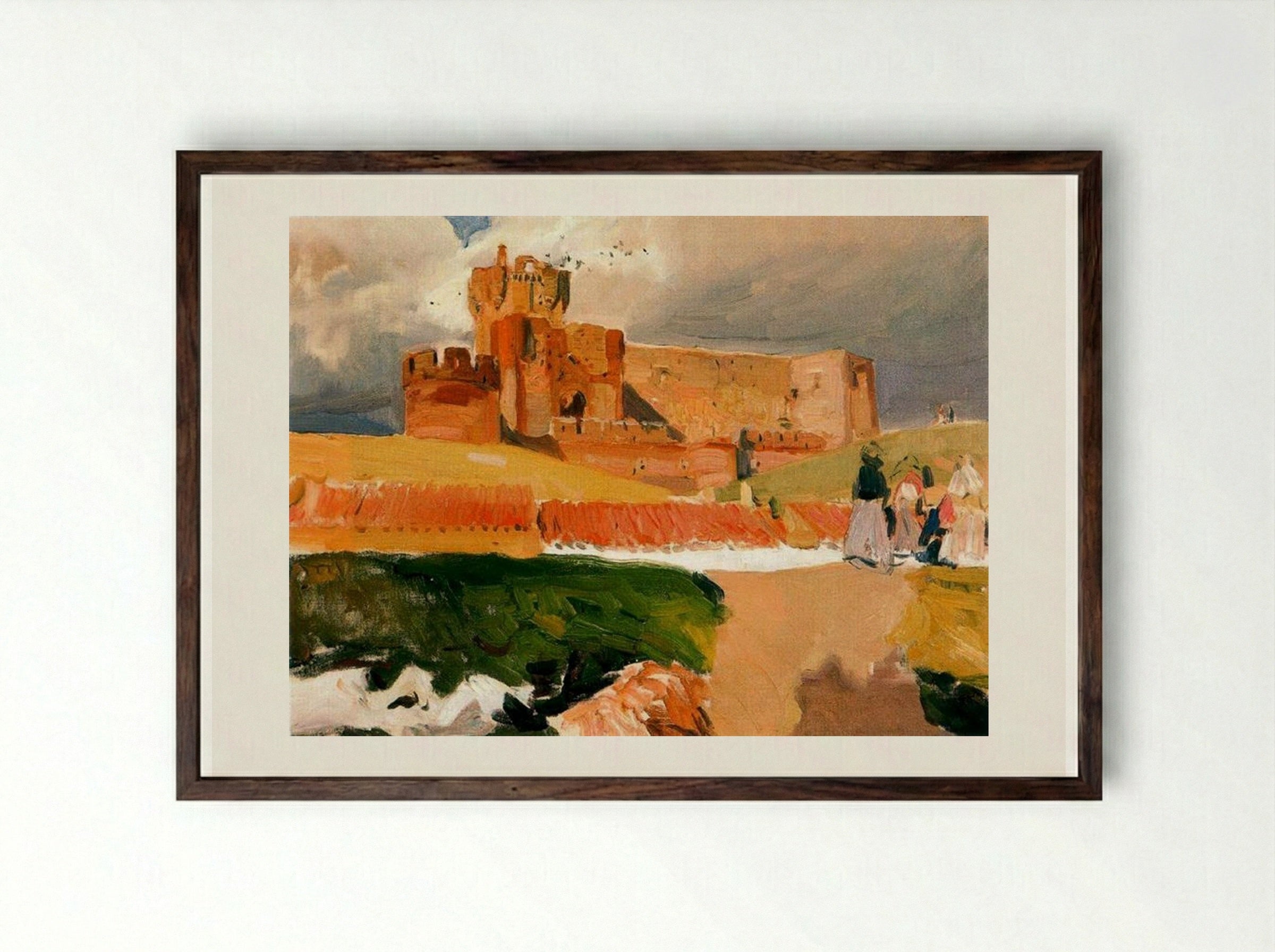 Castle of La Mota, Medina del Campo - Joaquín Sorolla - Framed Print Dark Wood