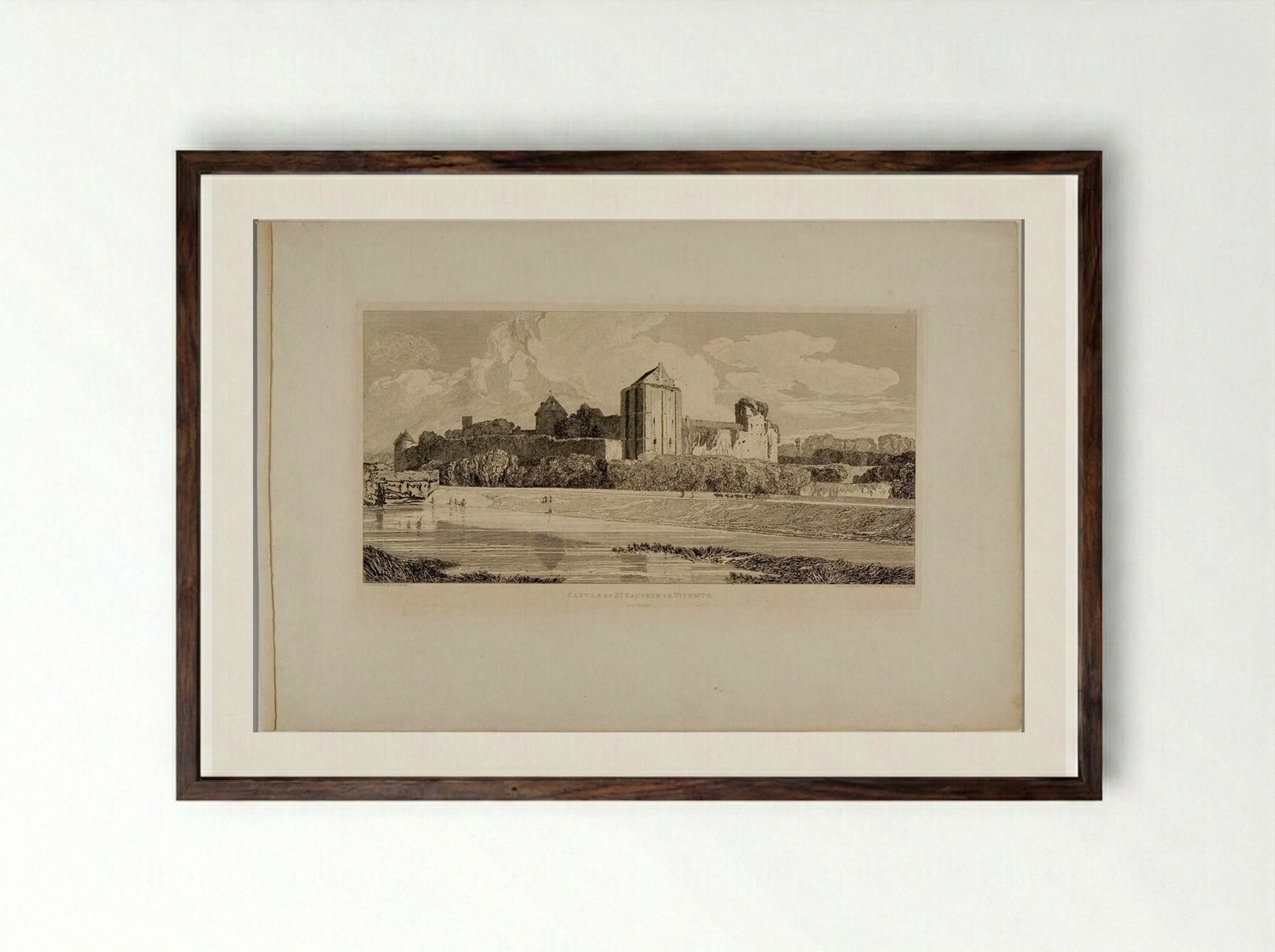 Castle of St. Sauveur le Vicomte, near Valognes - John Sell Cotman - Framed Print Dark Wood