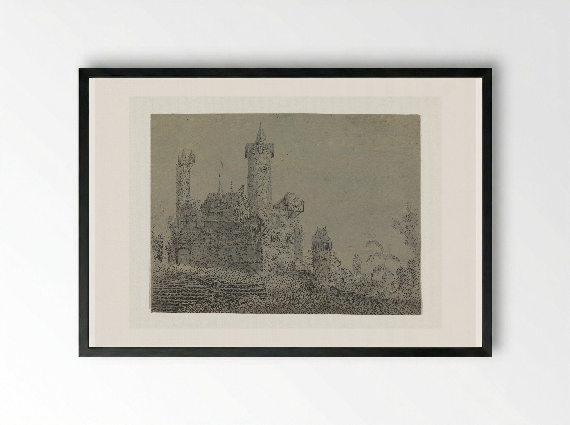Castle with Tall Towers - Hercules Segers - Framed Print Black