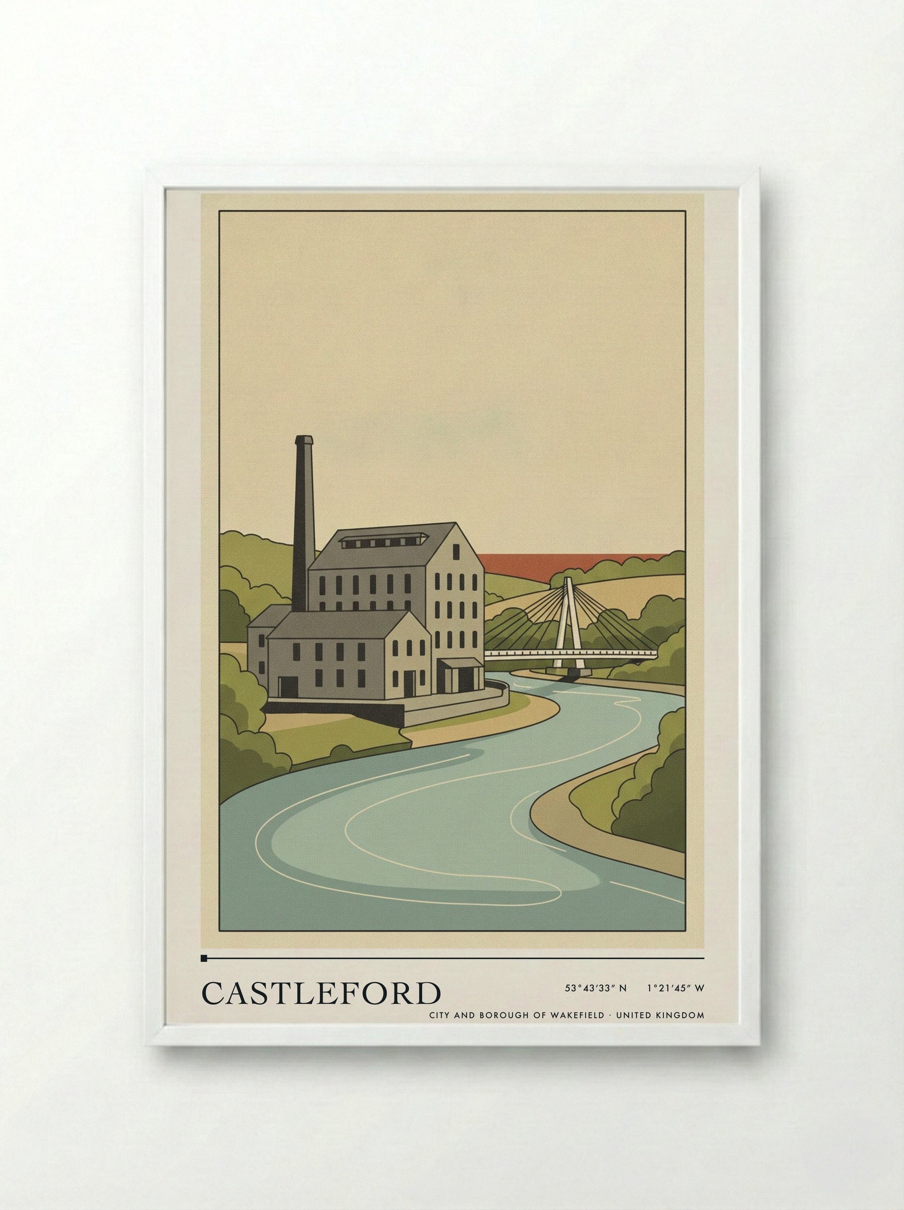 Castleford City and Borough of Wakefield United Kingdom Travel Poster - Framed Print White