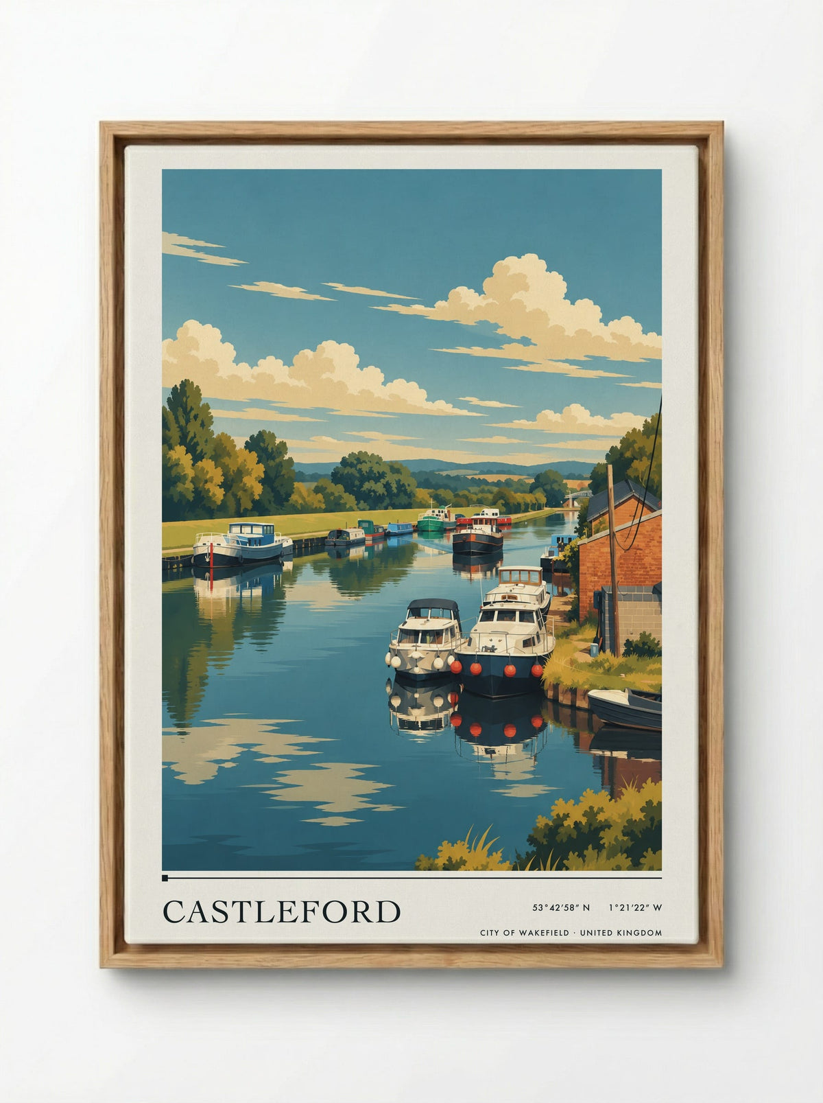 Castleford, City of Wakefield | Travel Poster - Framed Canvas Wood